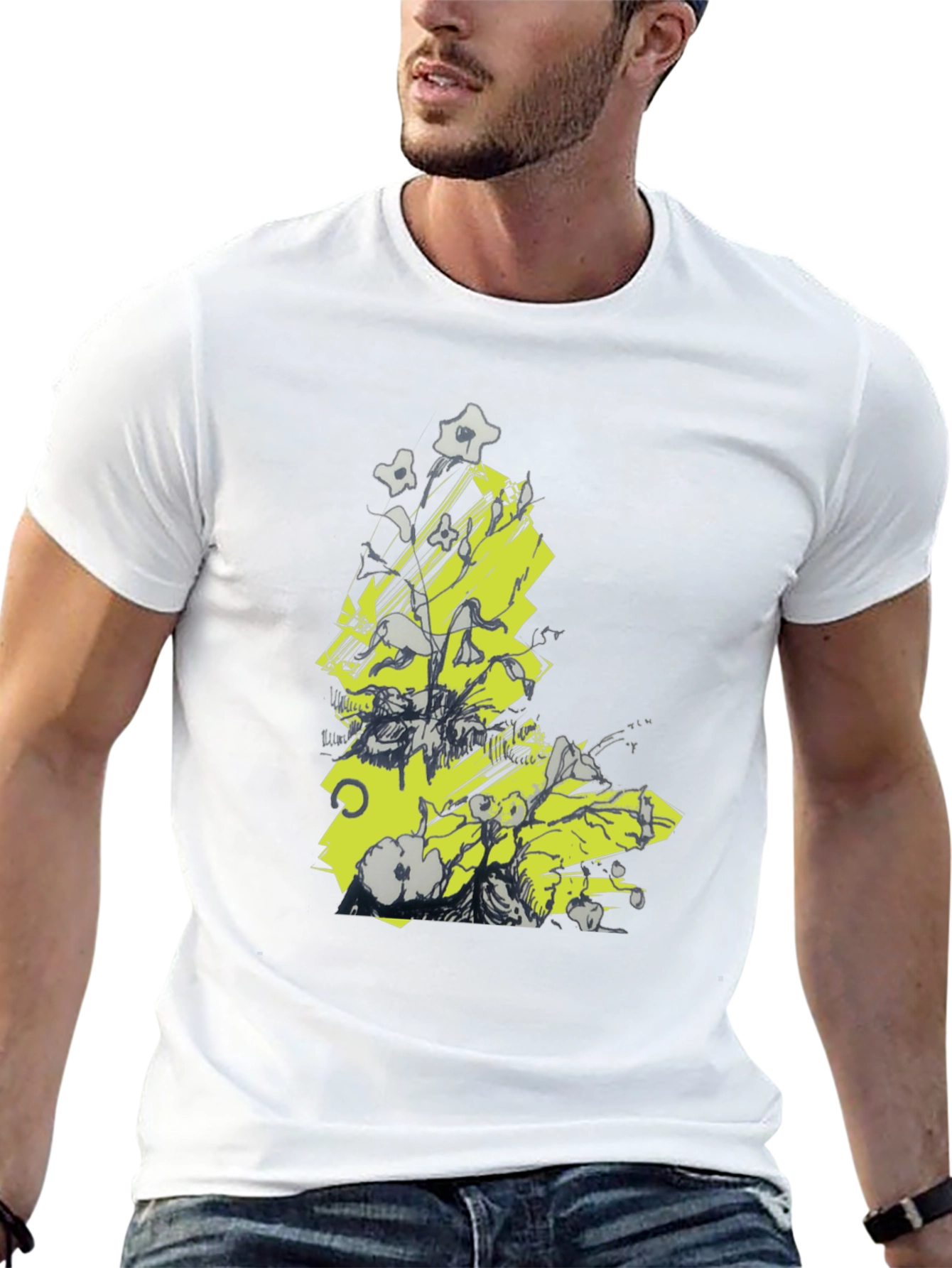 Abstract Graphic Tee - Black Cotton T-Shirt