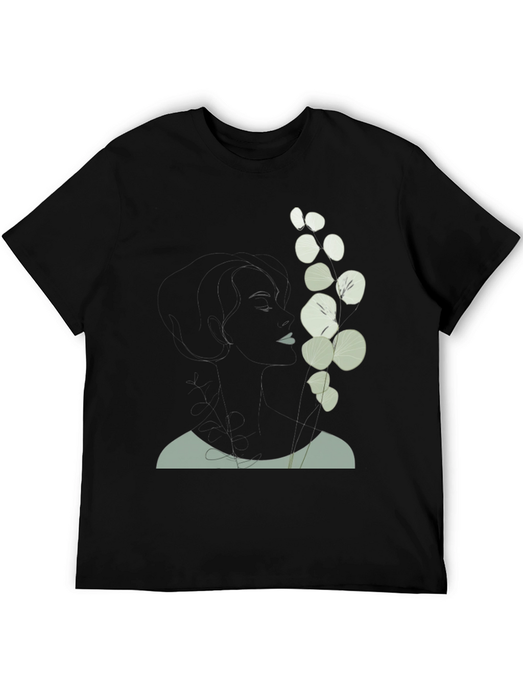 Abstract Floral Print Black T-Shirt