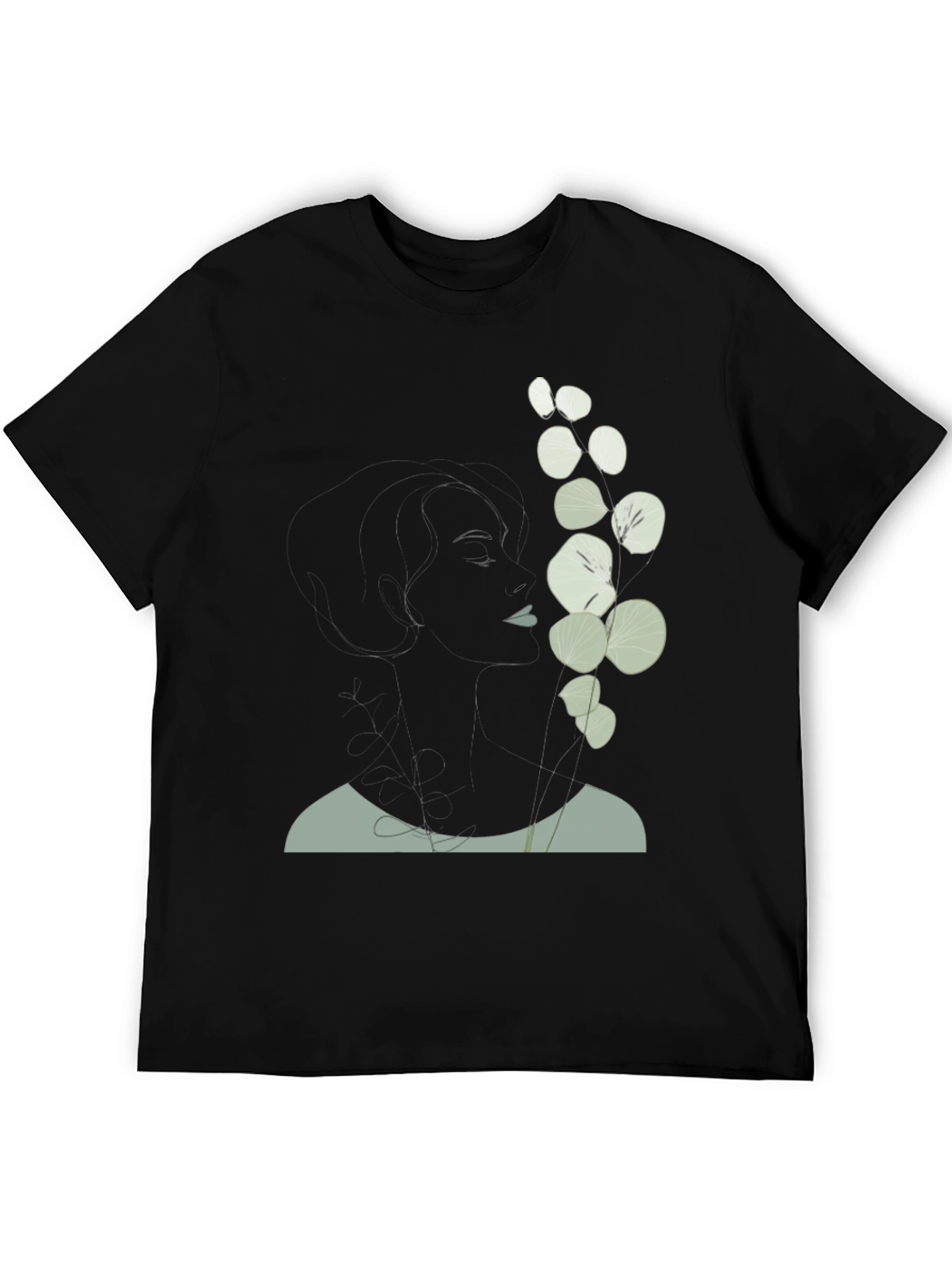 Abstract Floral Print Black T-Shirt