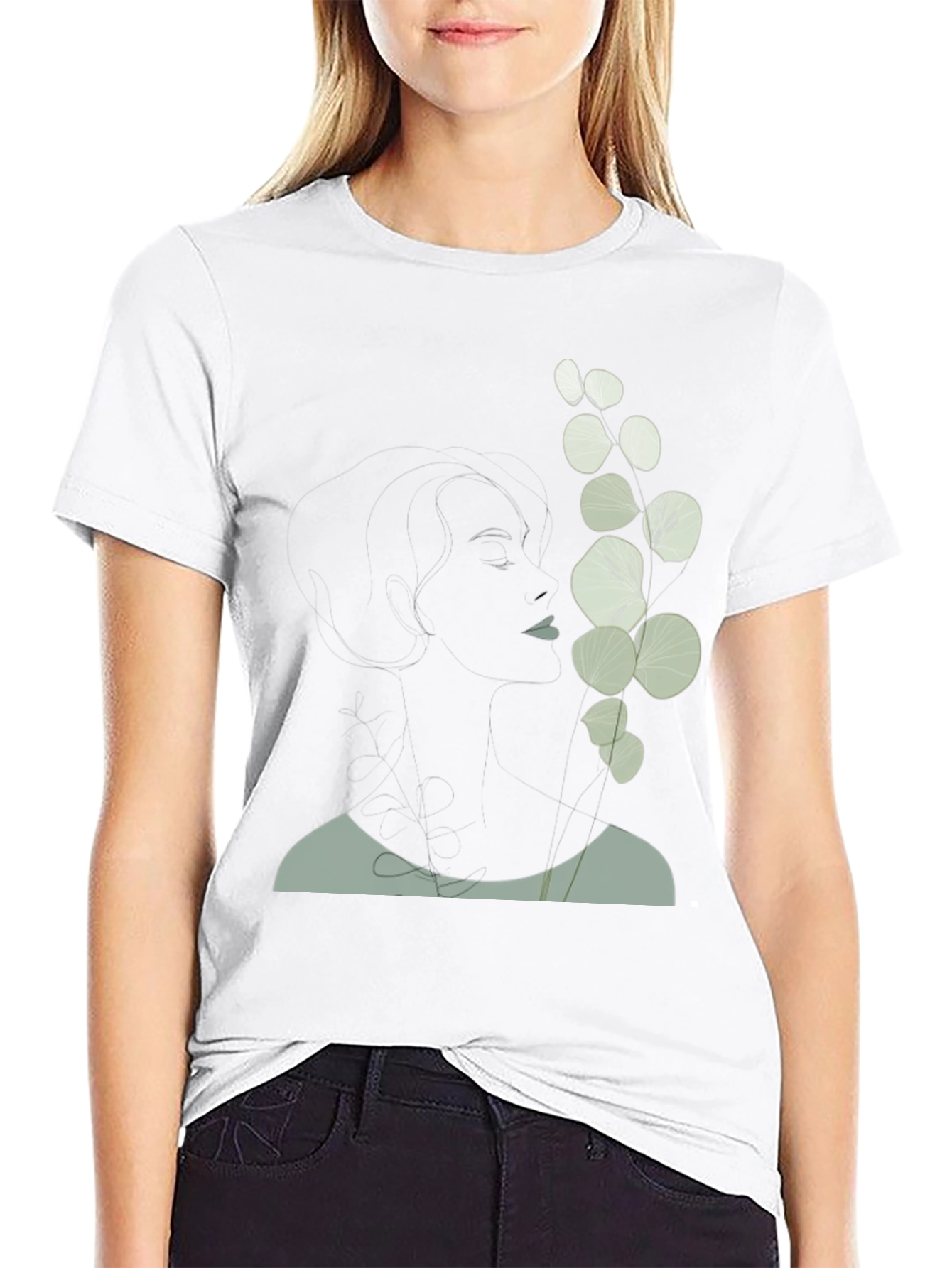 Abstract Floral Print Black T-Shirt