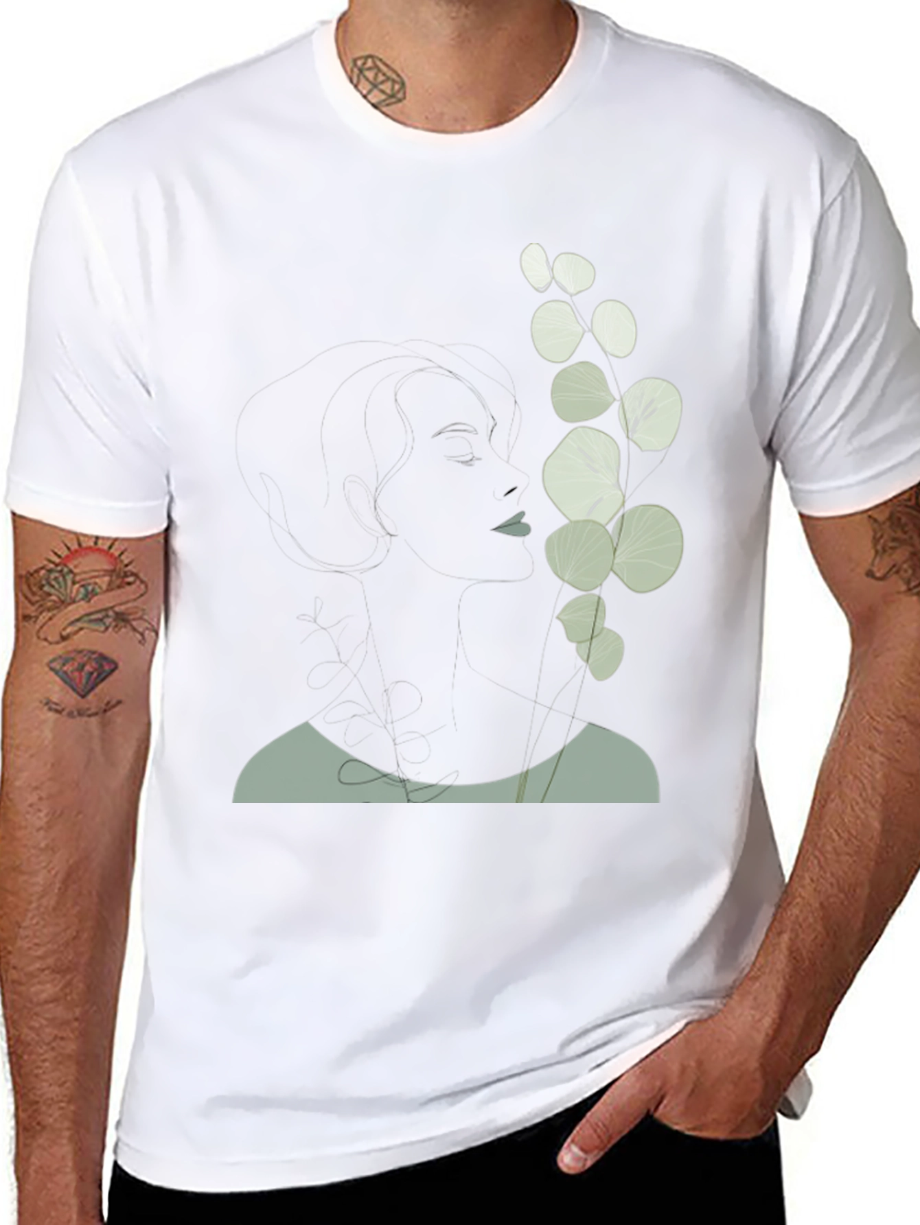 Abstract Floral Print Black T-Shirt