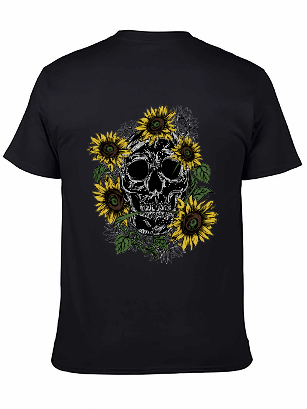 Skull & Sunflower Graphic Tee - Mens Black T-Shirt