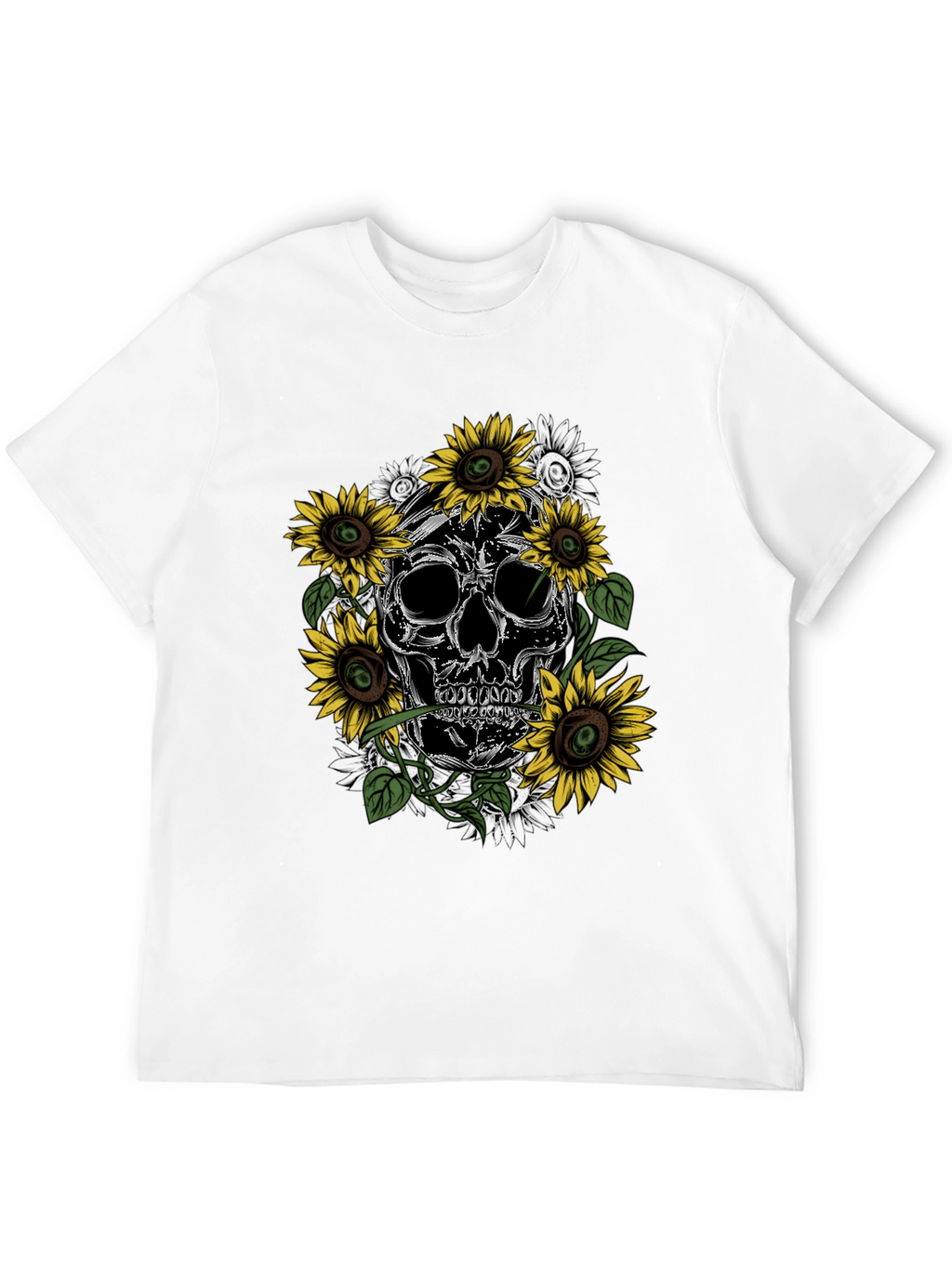 Skull & Sunflower Graphic Tee - Mens Black T-Shirt