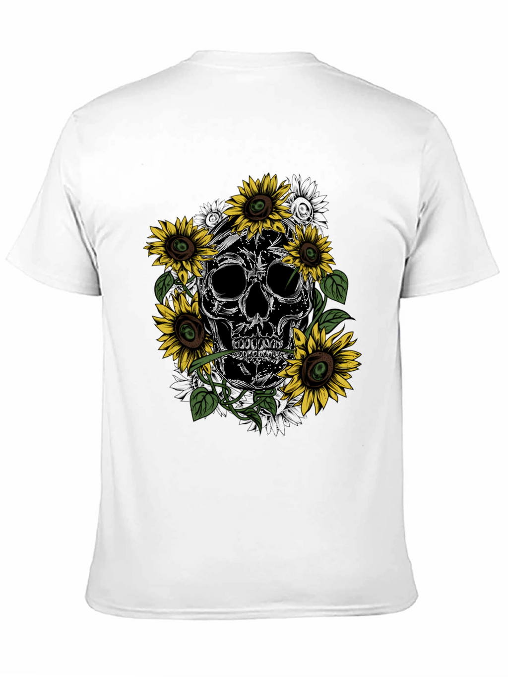 Skull & Sunflower Graphic Tee - Mens Black T-Shirt