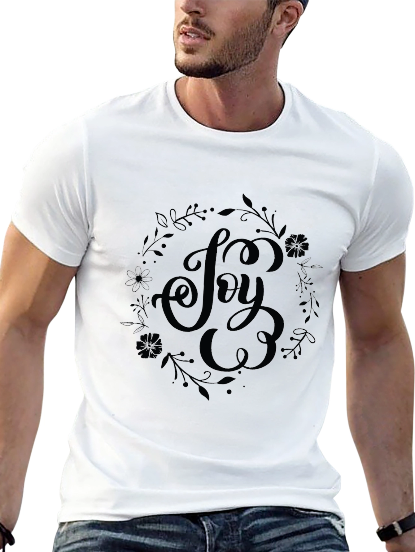 Joy Floral Graphic Black T-Shirt