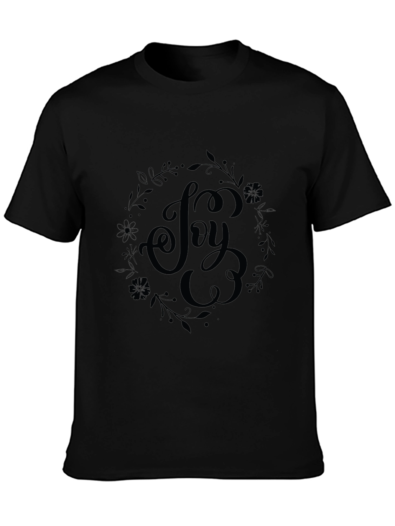 Joy Floral Graphic Black T-Shirt