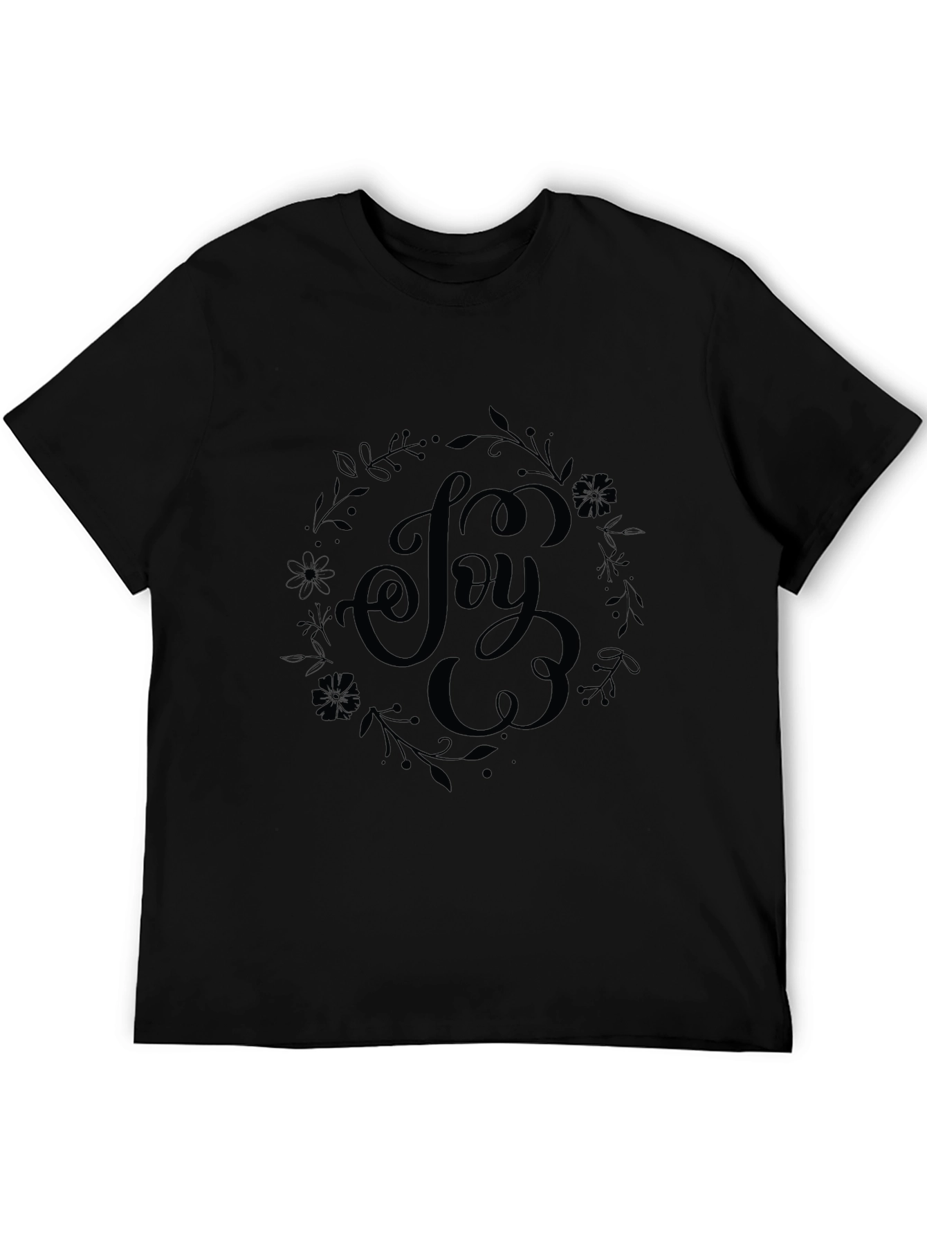 Joy Floral Graphic Black T-Shirt
