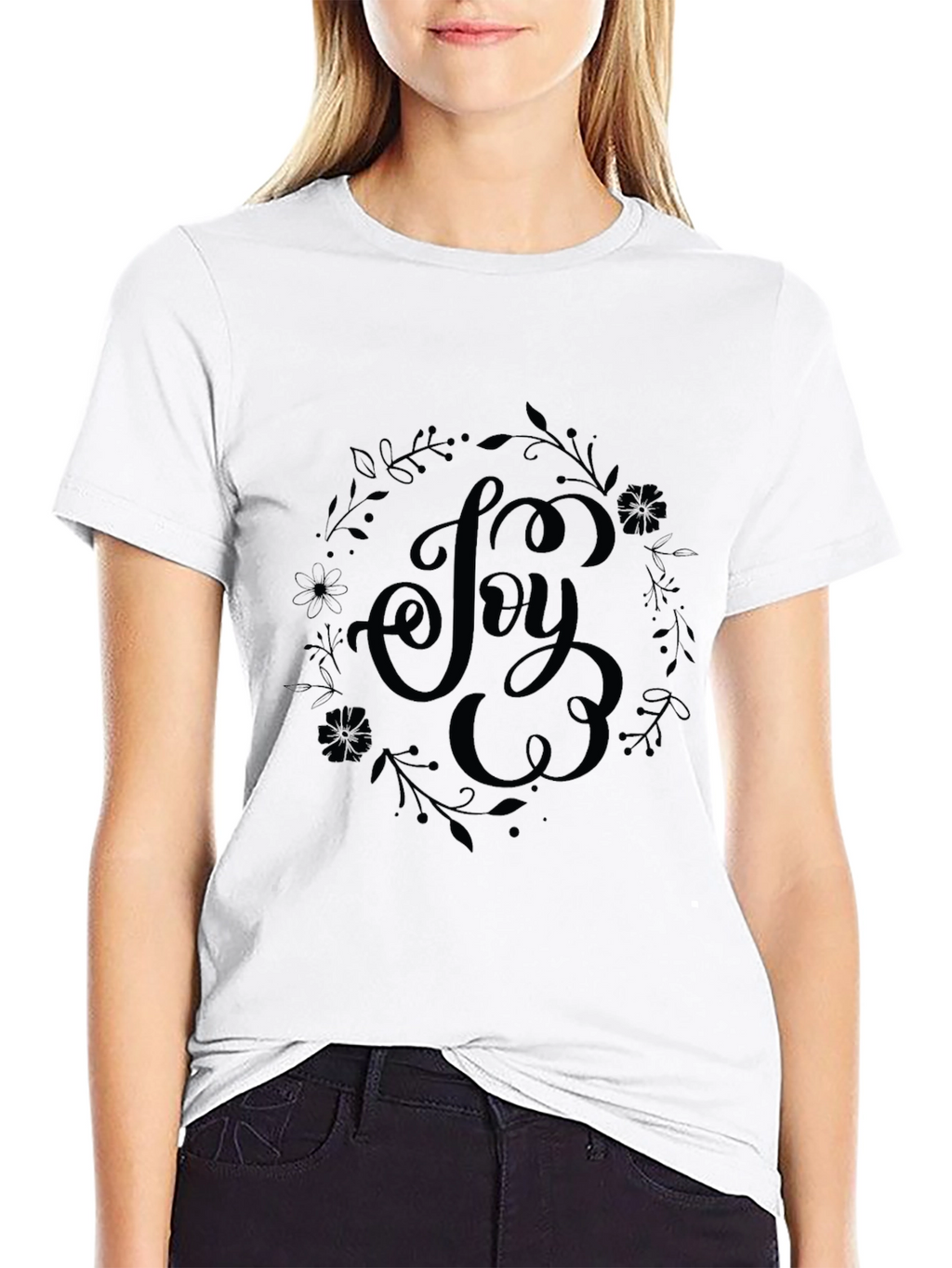 Joy Floral Graphic Black T-Shirt