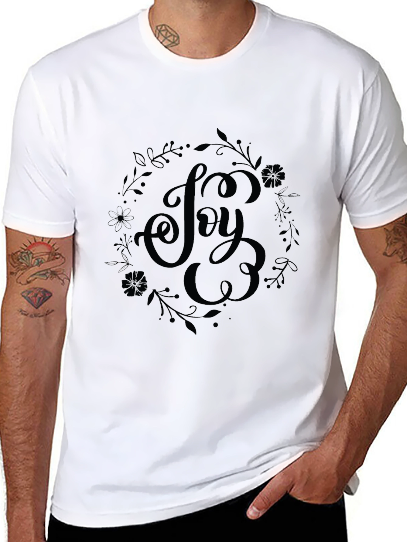 Joy Floral Graphic Black T-Shirt