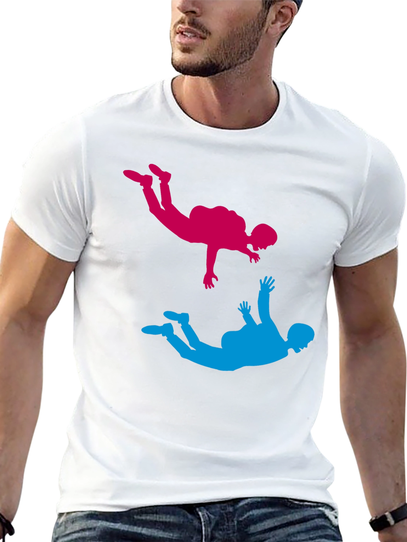 Skydiving Silhouette Graphic Tee - Black Cotton Blend