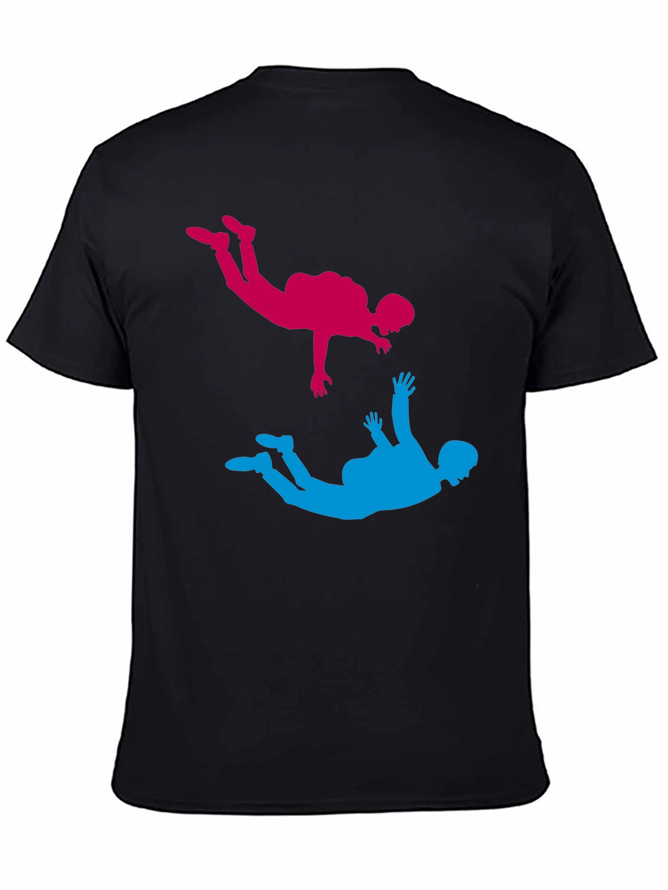 Skydiving Silhouette Graphic Tee - Black Cotton Blend