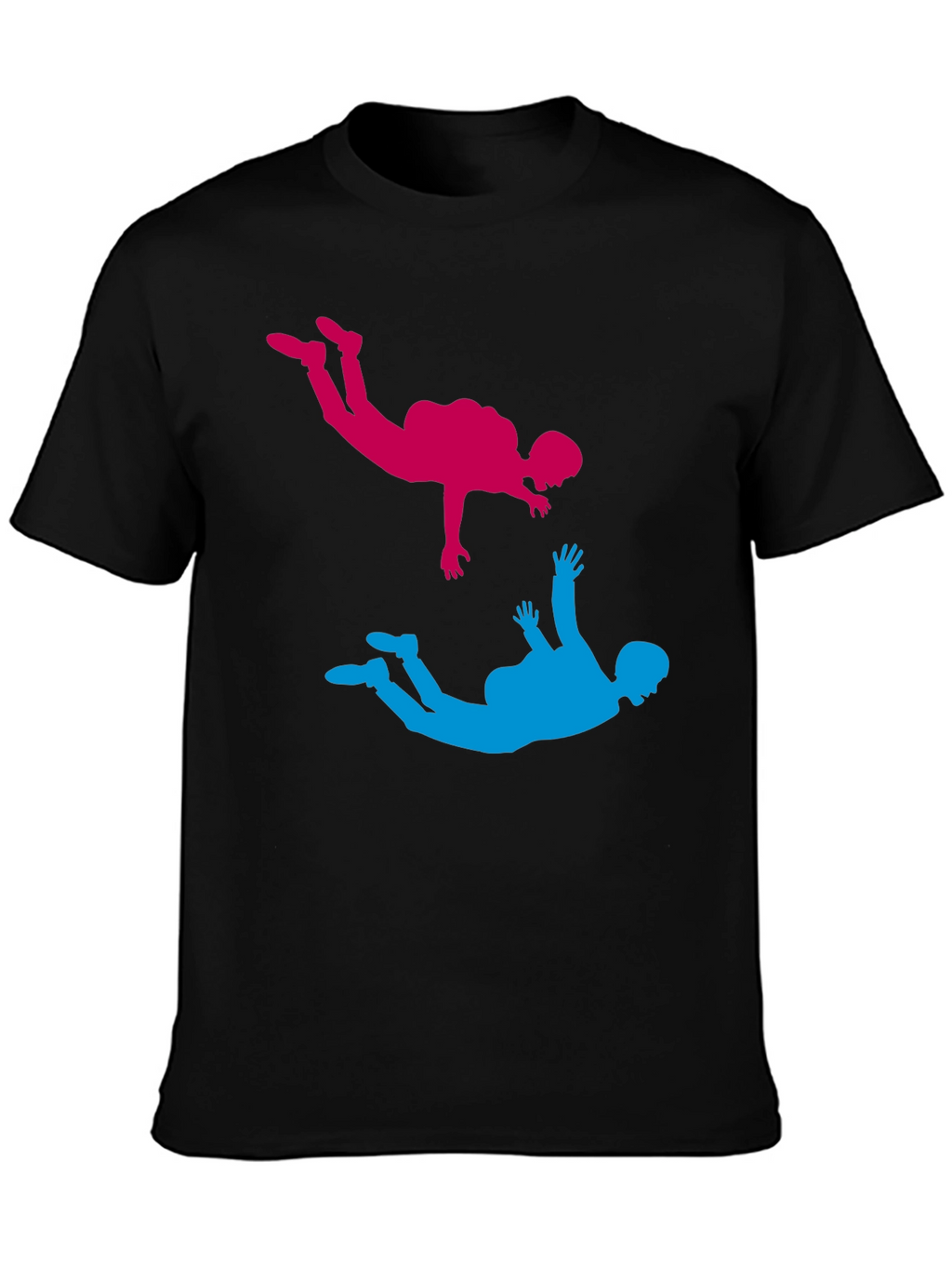 Skydiving Silhouette Graphic Tee - Black Cotton Blend