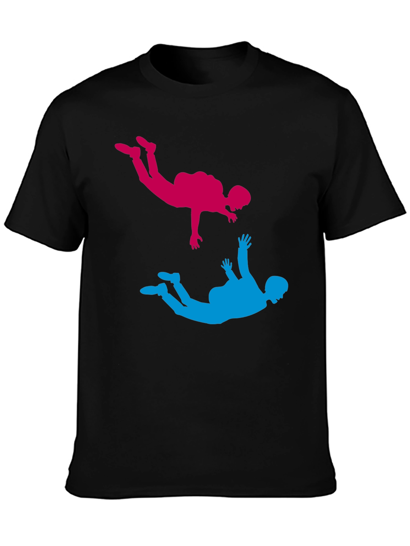 Skydiving Silhouette Graphic Tee - Black Cotton Blend