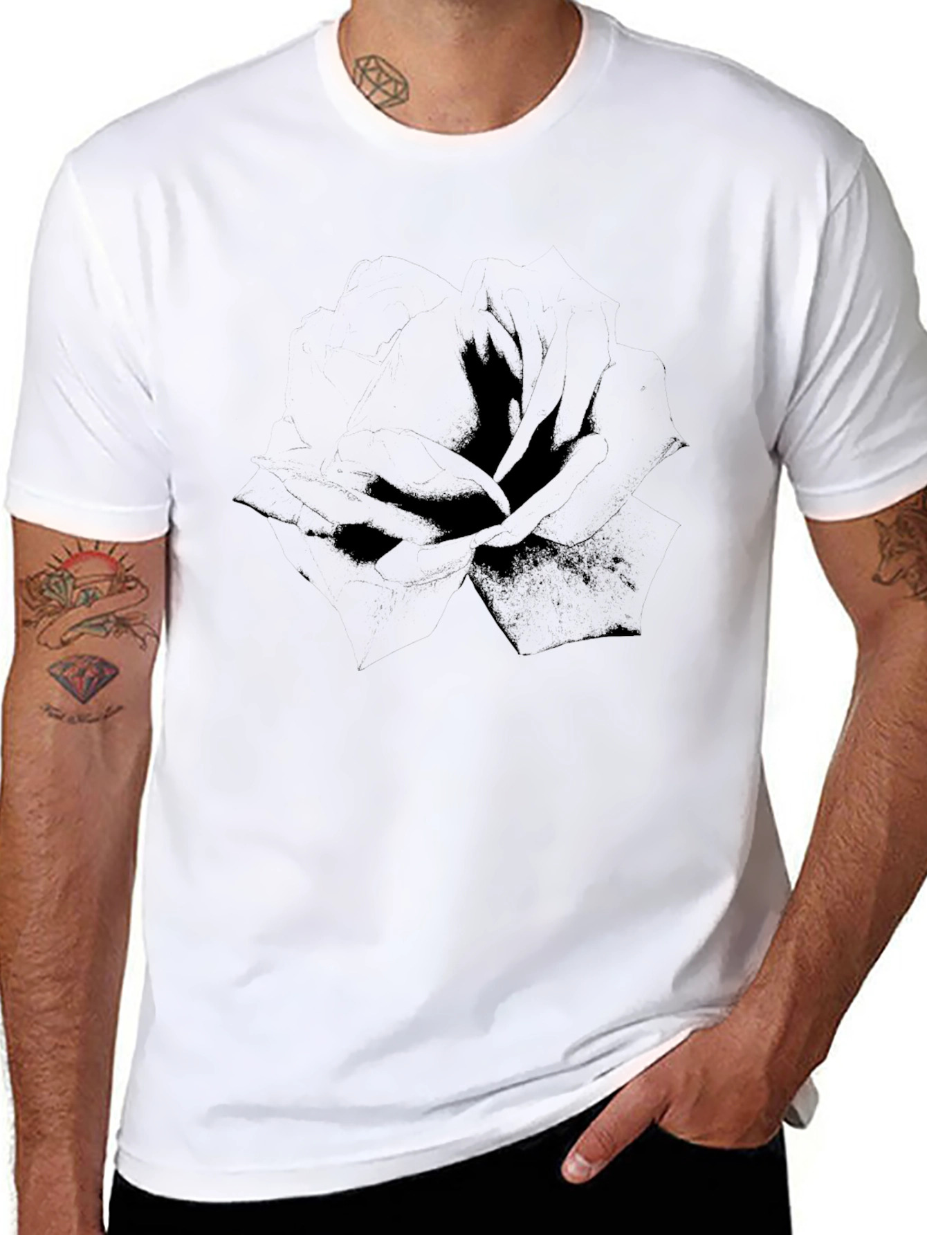 Mens Black Graphic Print T-Shirt