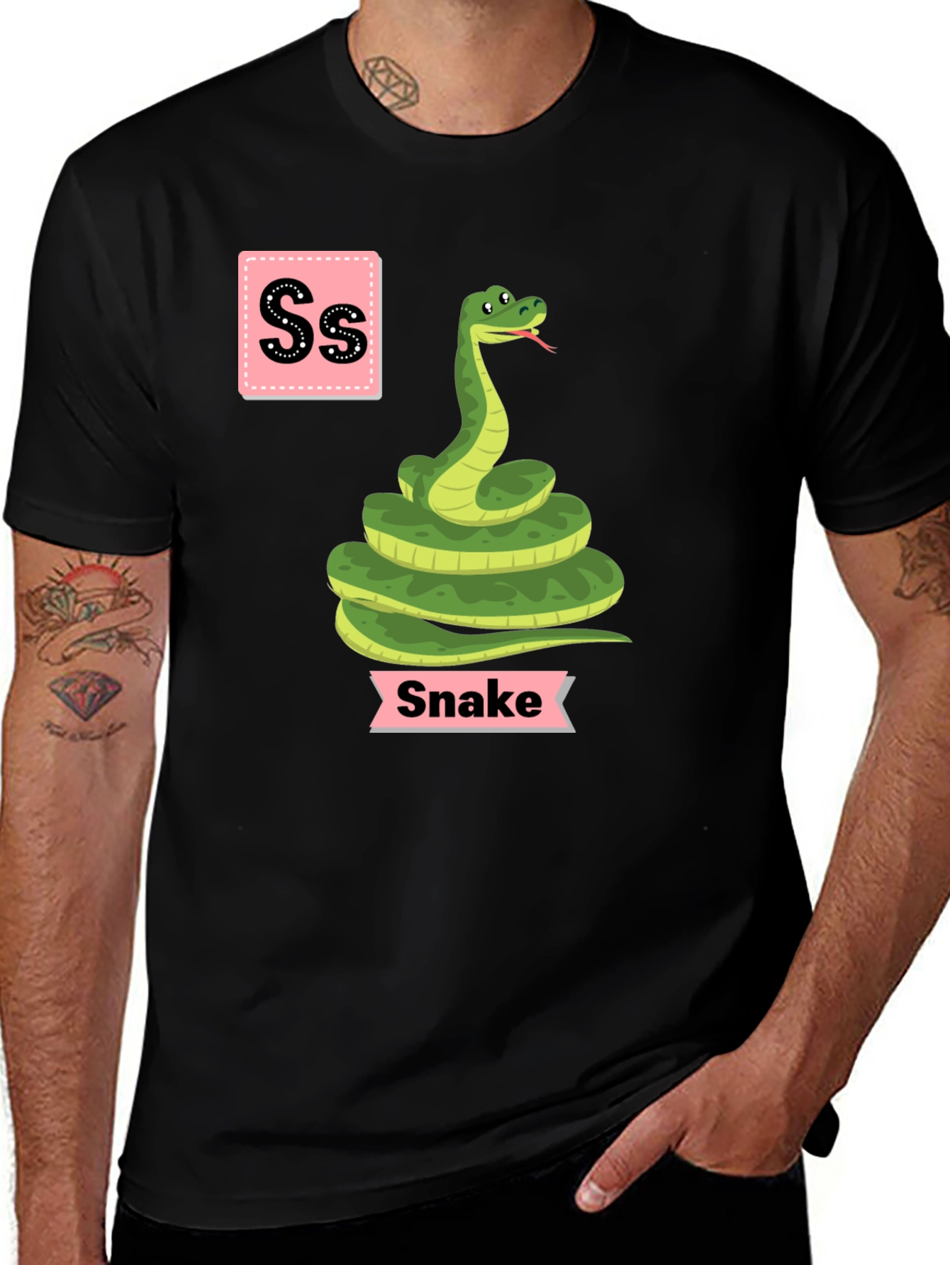 Kids S is for Snake Black T-Shirt