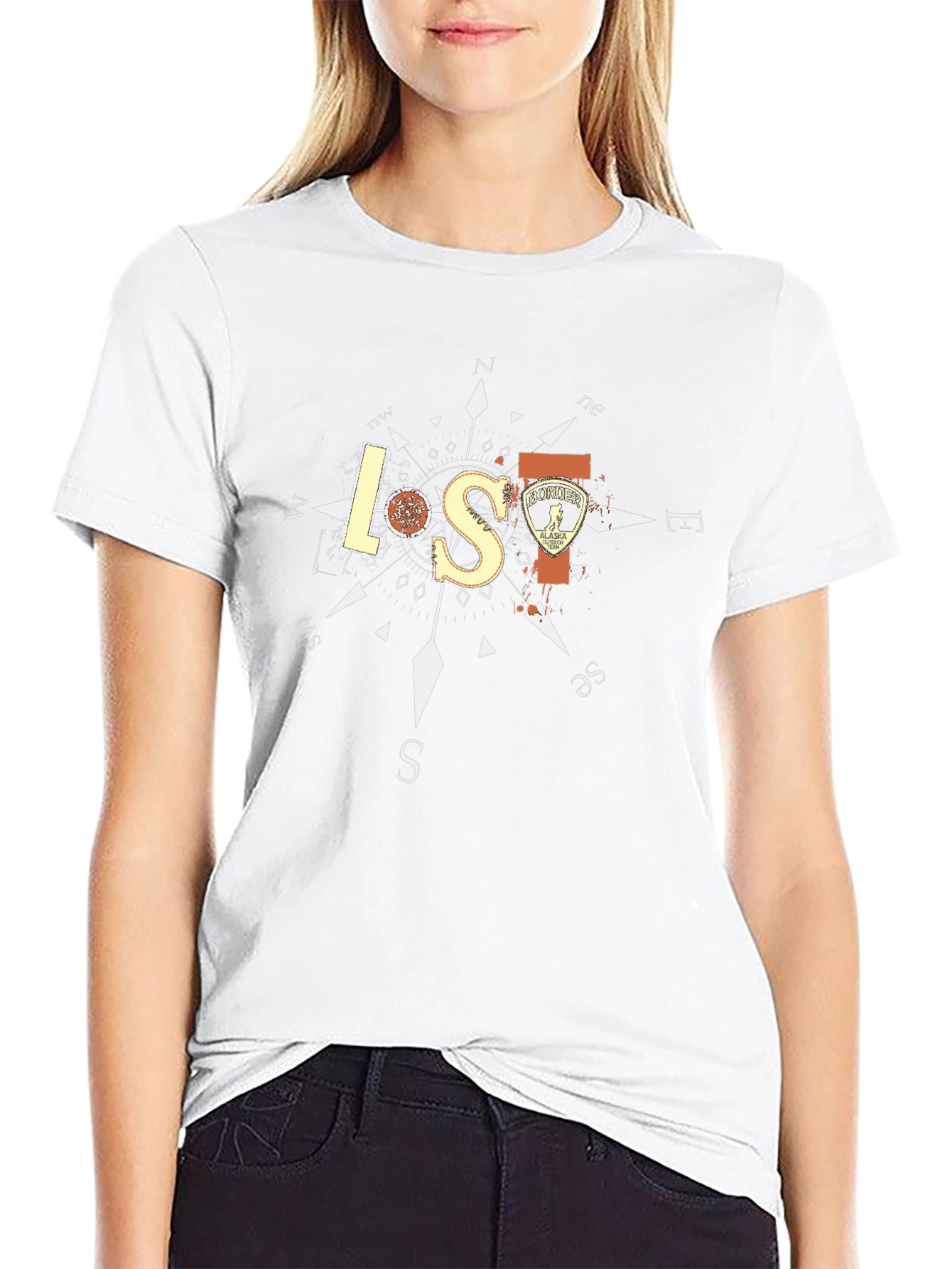 Lost in Alaska Compass Graphic T-Shirt