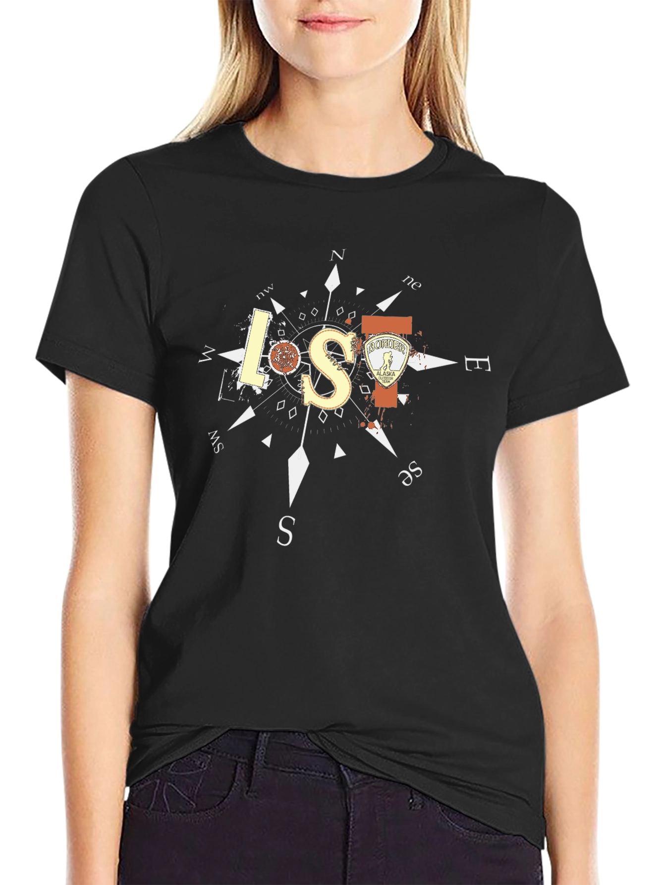 Lost in Alaska Compass Graphic T-Shirt