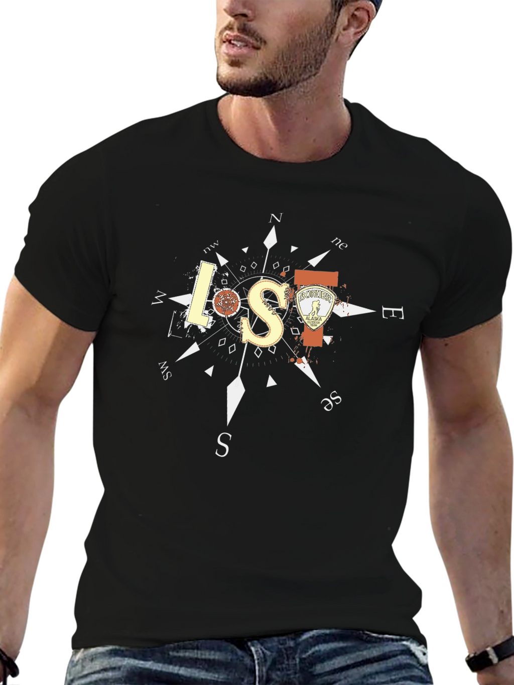 Lost in Alaska Compass Graphic T-Shirt