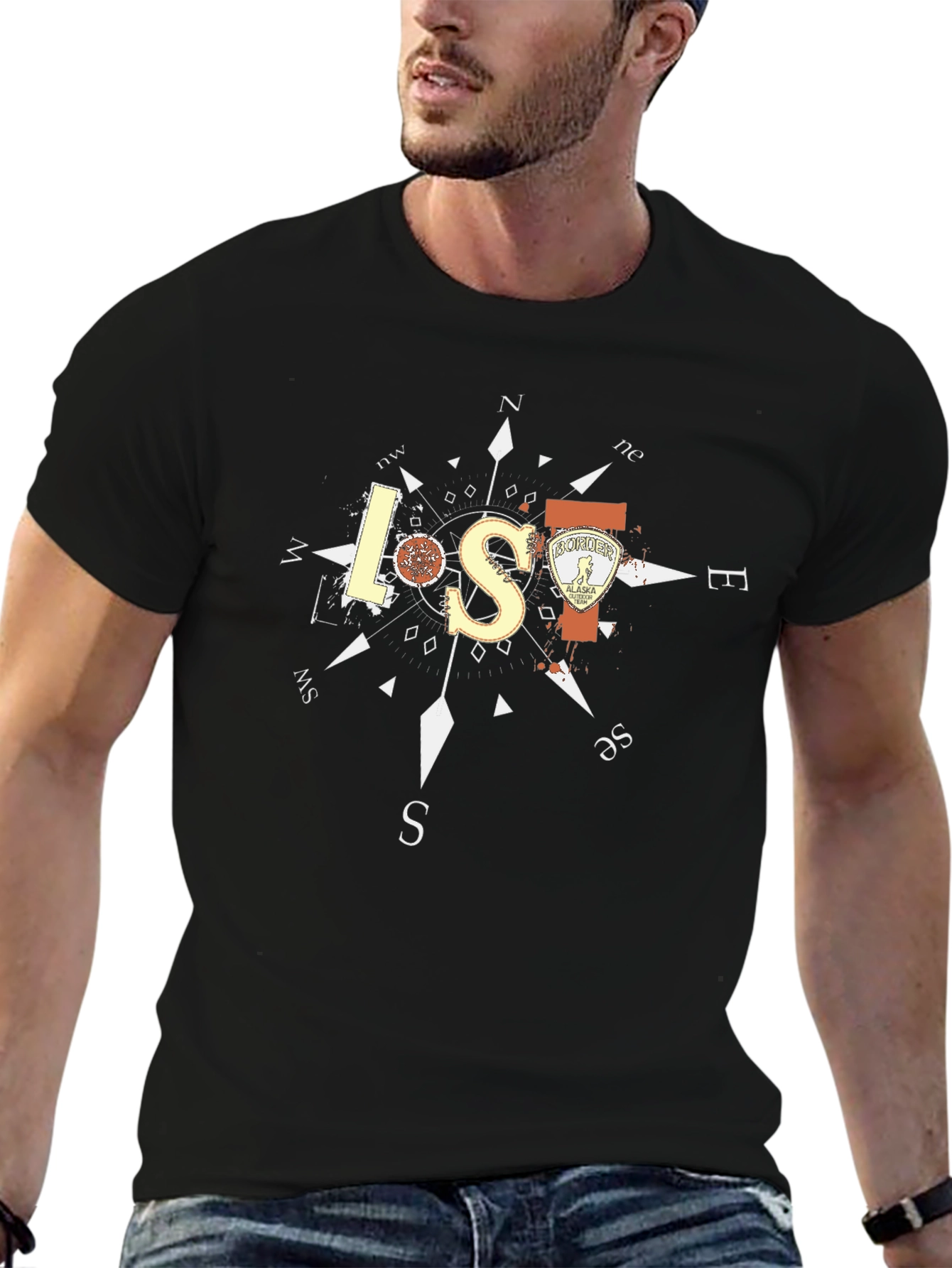 Lost in Alaska Compass Graphic T-Shirt