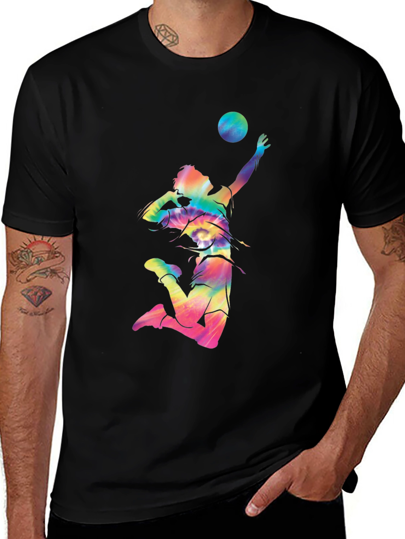 Volleyball Tie-Dye Graphic T-Shirt