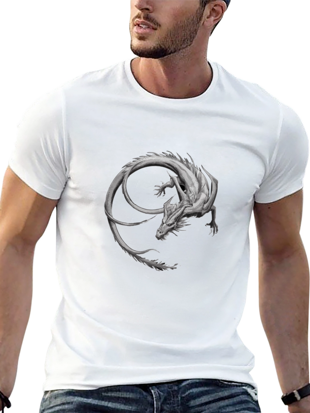Dragon Graphic Print Black T-Shirt