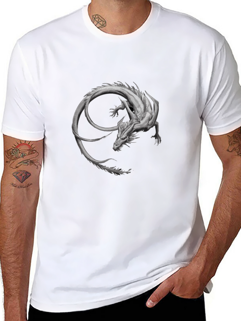 Dragon Graphic Print Black T-Shirt