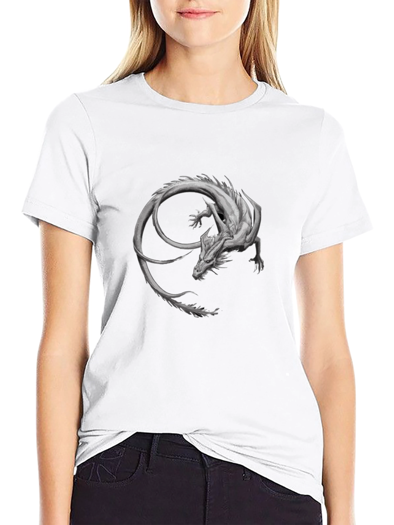 Dragon Graphic Print Black T-Shirt