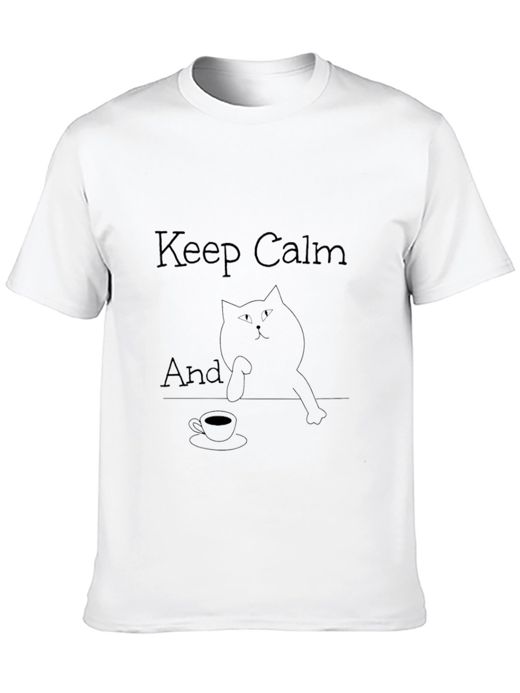 Keep Calm Cat T-Shirt - Black Relaxed Fit
