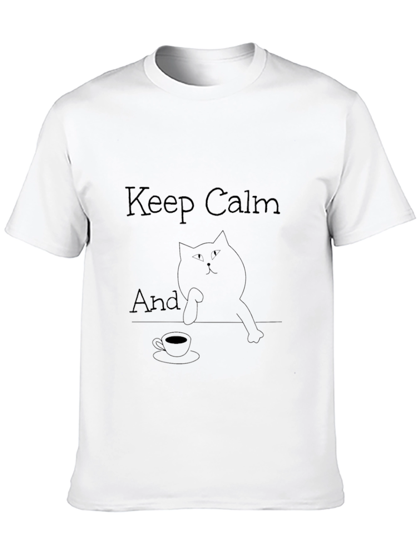 Keep Calm Cat T-Shirt - Black Relaxed Fit