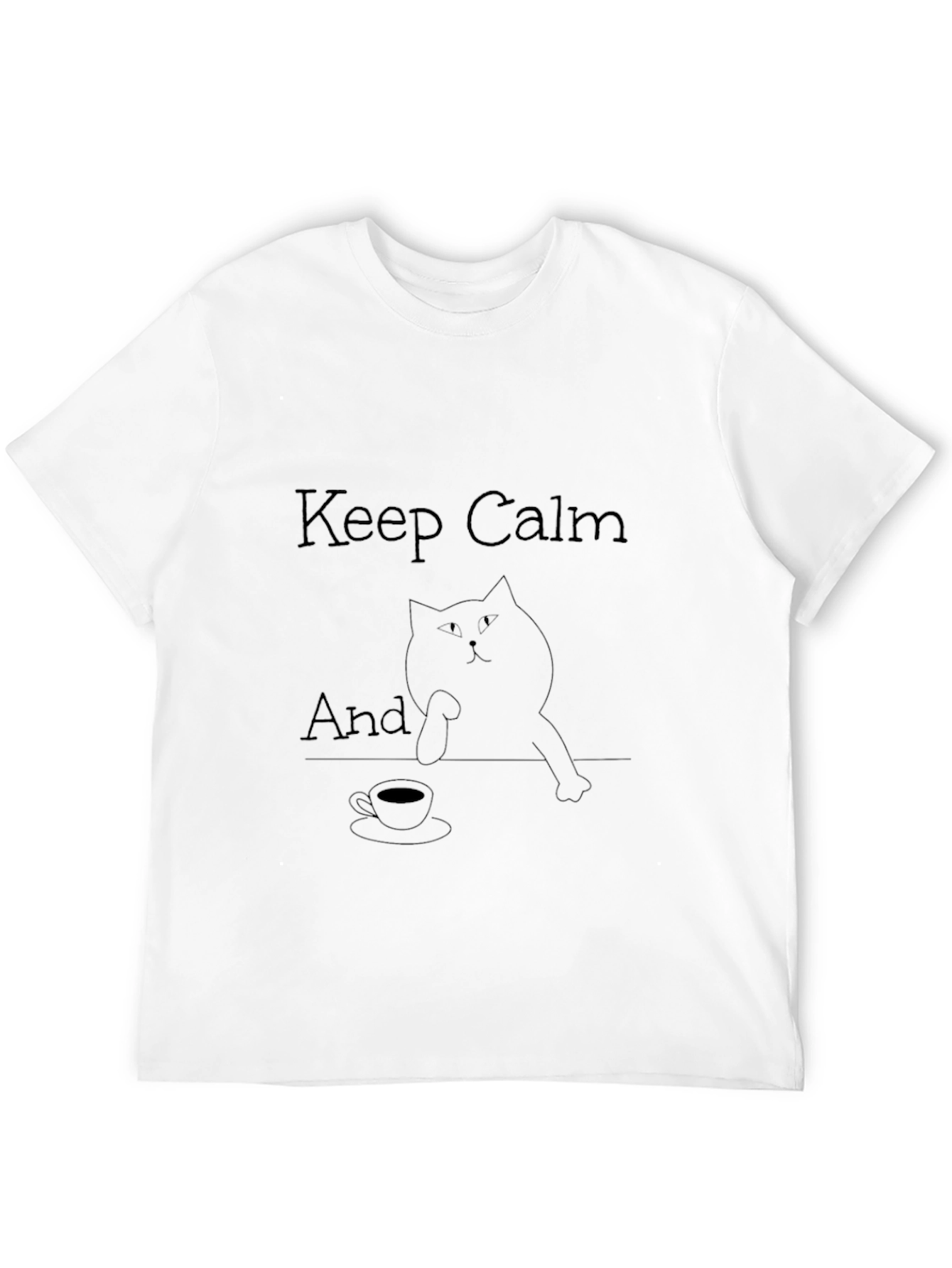 Keep Calm Cat T-Shirt - Black Relaxed Fit