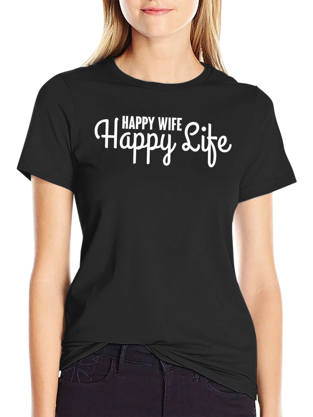 Happy Wife Happy Life Black T-Shirt