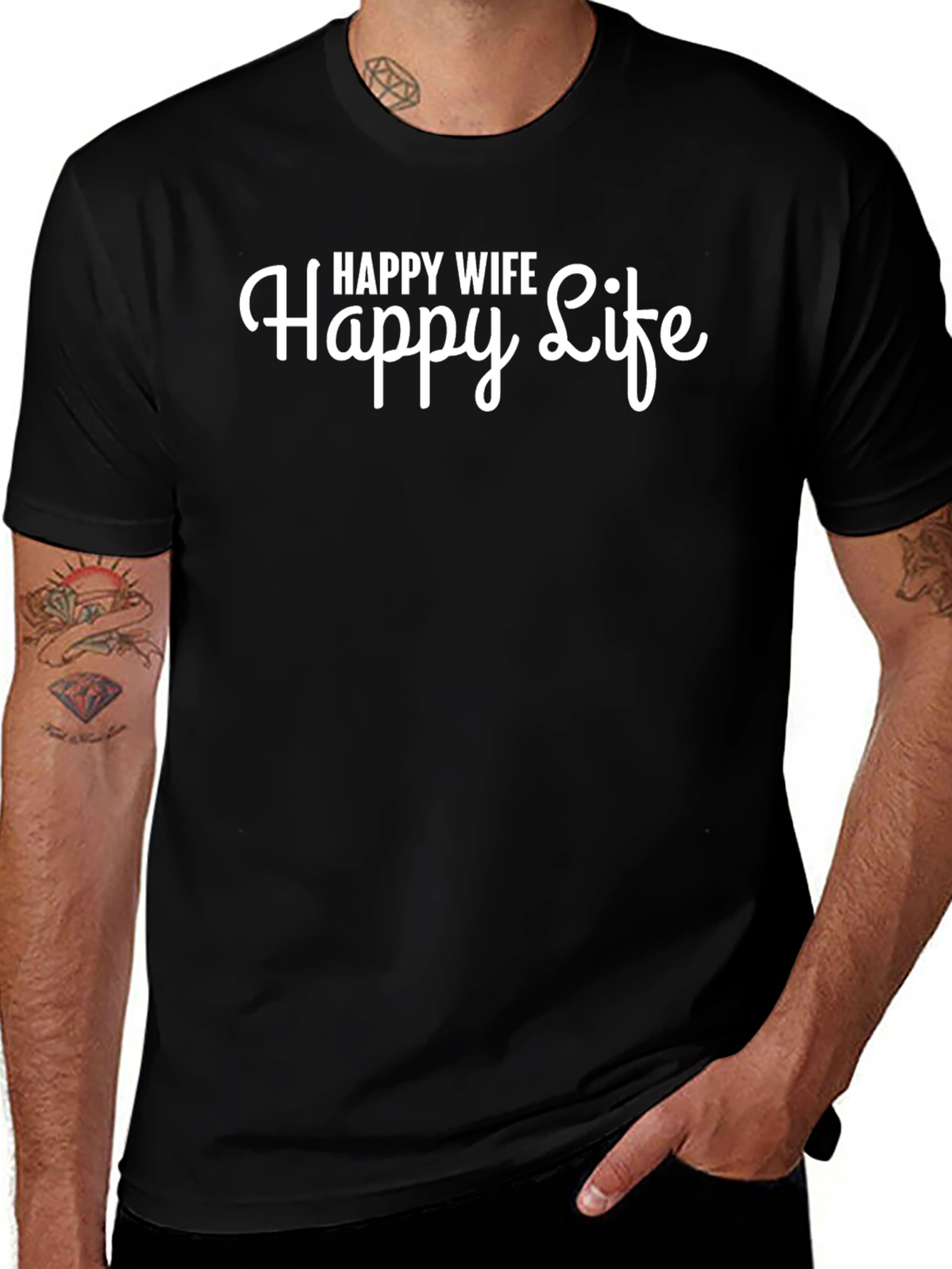 Happy Wife Happy Life Black T-Shirt
