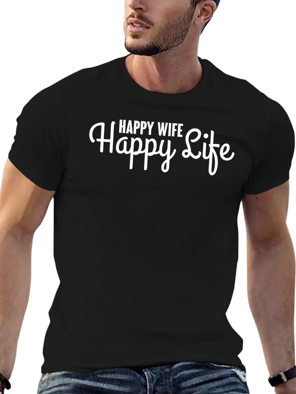 Happy Wife Happy Life Black T-Shirt
