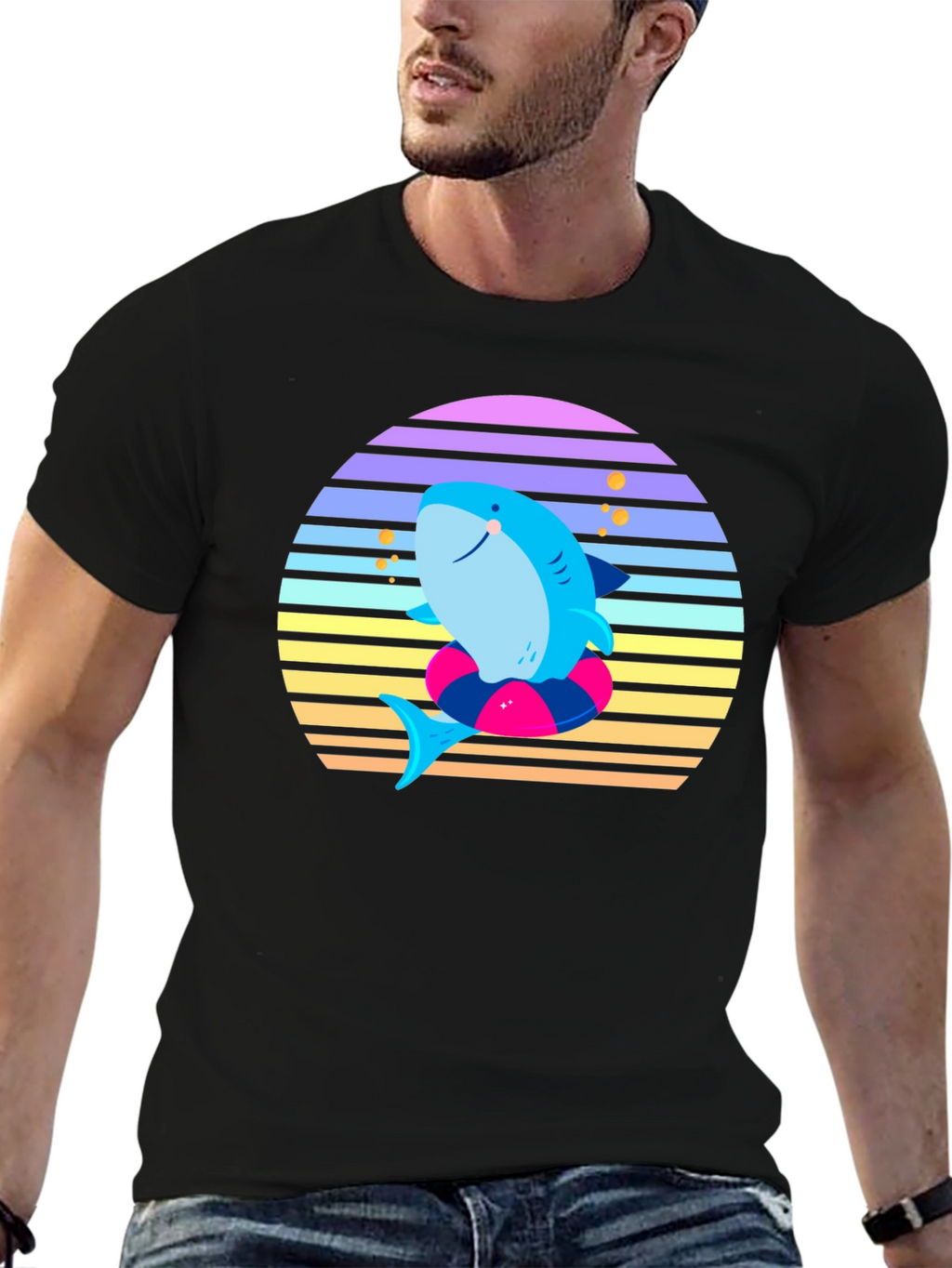 Retro Shark Graphic Tee - Summer Vibes