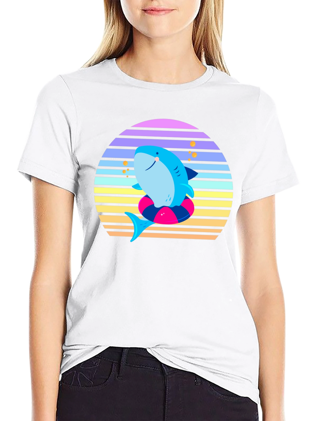 Retro Shark Graphic Tee - Summer Vibes