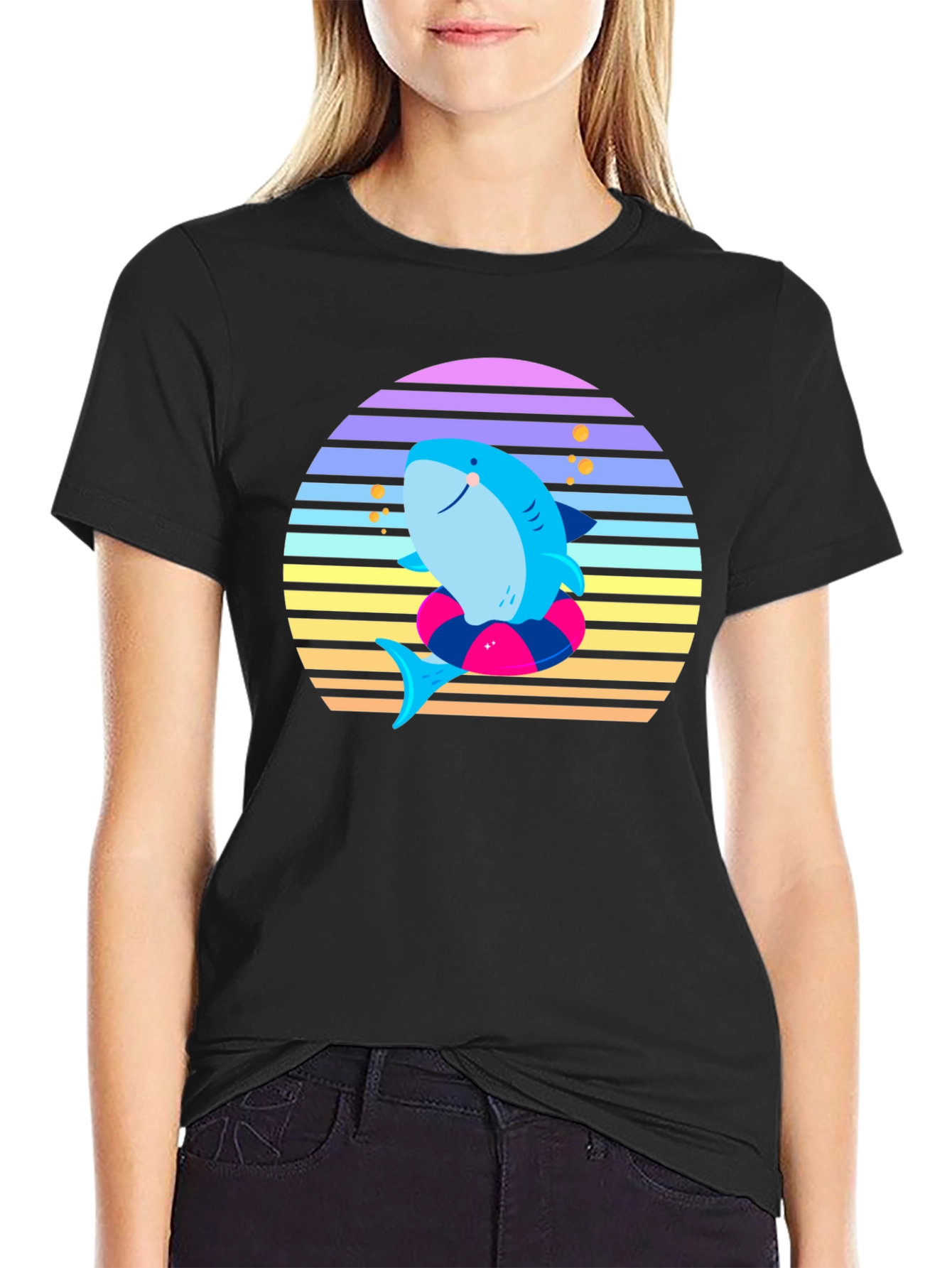 Retro Shark Graphic Tee - Summer Vibes