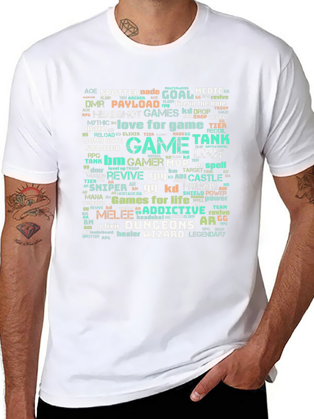 Gamer Word Cloud T-Shirt - Gaming Themed Tee