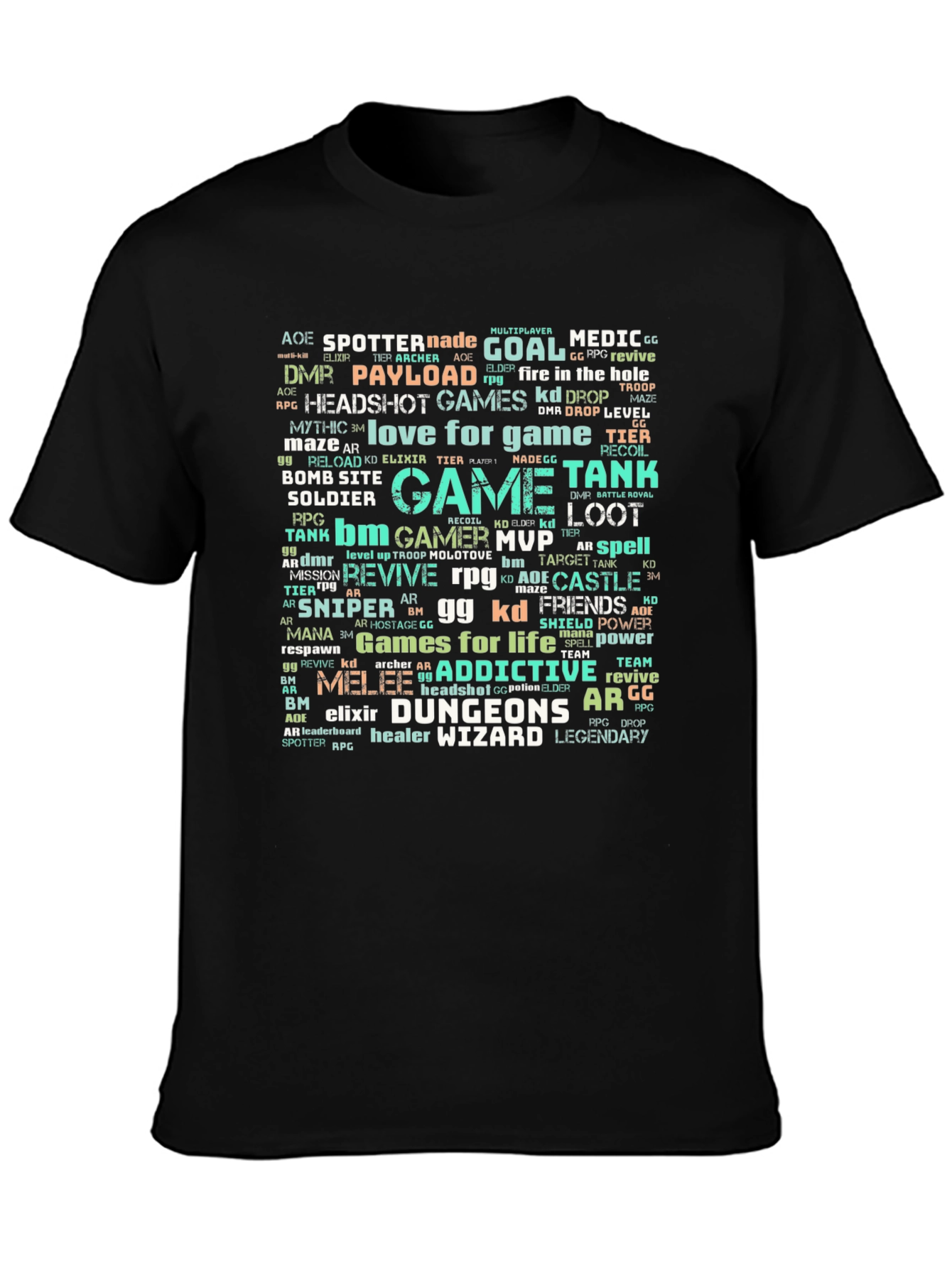 Gamer Word Cloud T-Shirt - Gaming Themed Tee