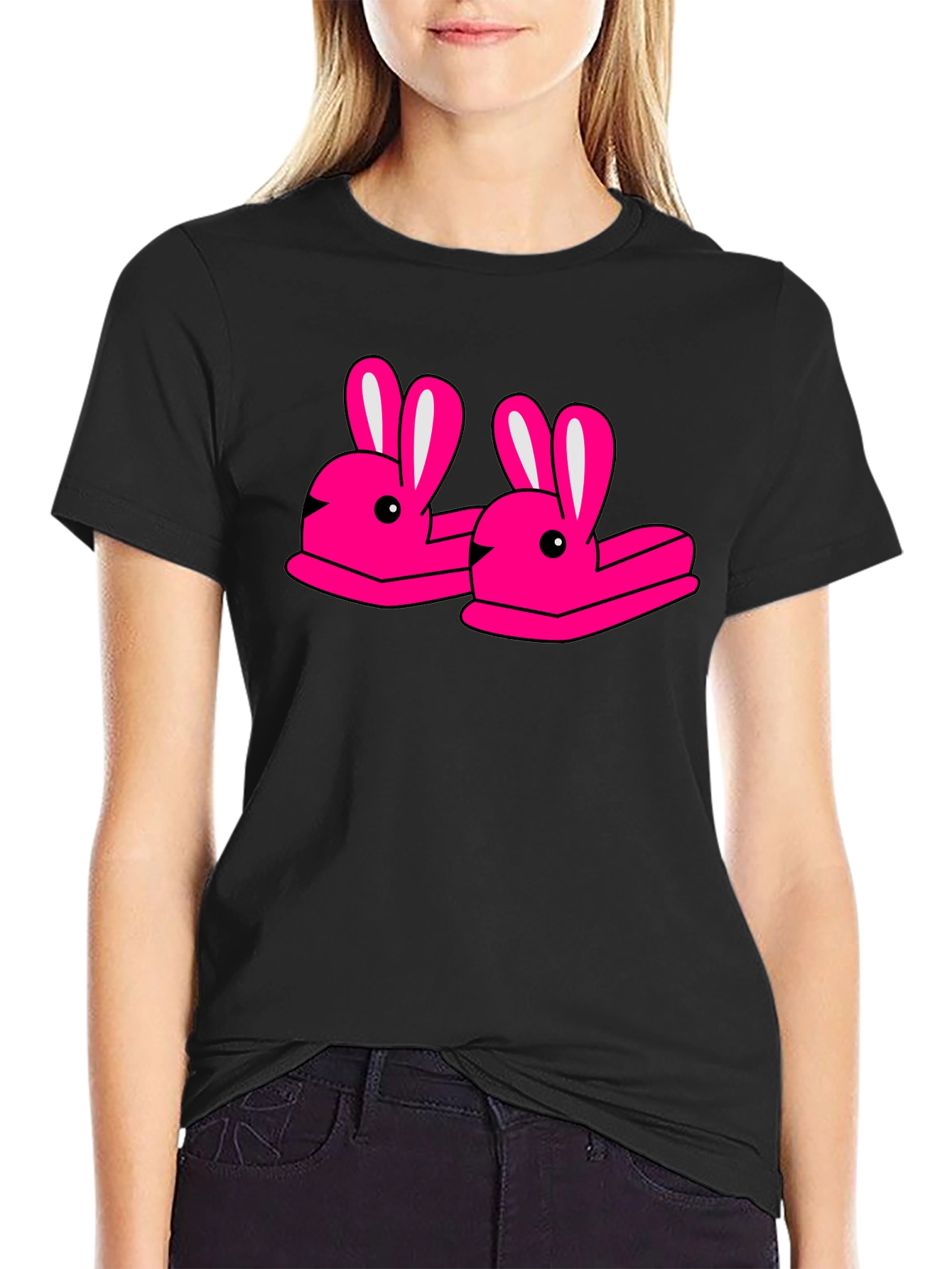 Novelty Bunny Slippers Graphic T-Shirt