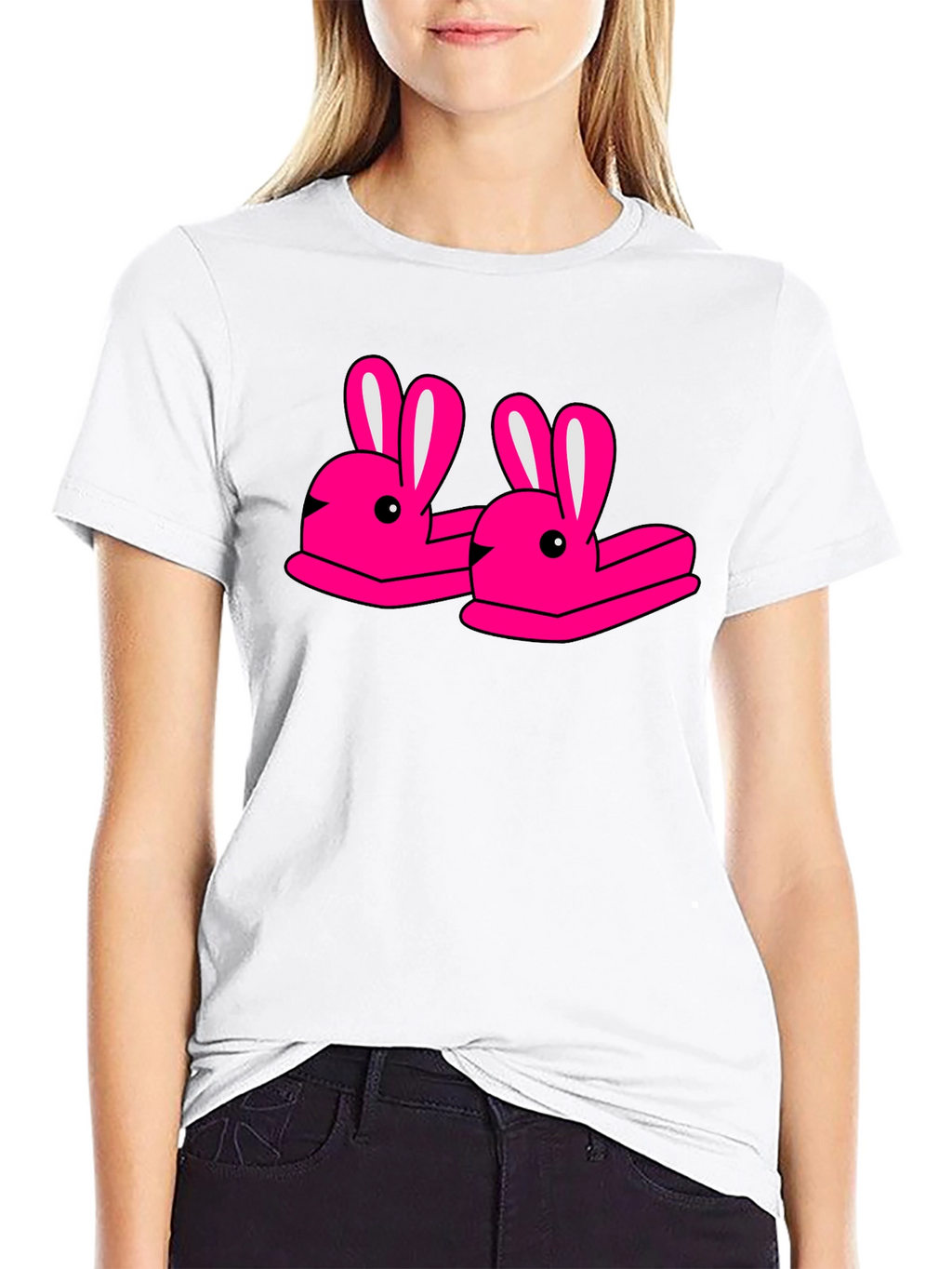 Novelty Bunny Slippers Graphic T-Shirt