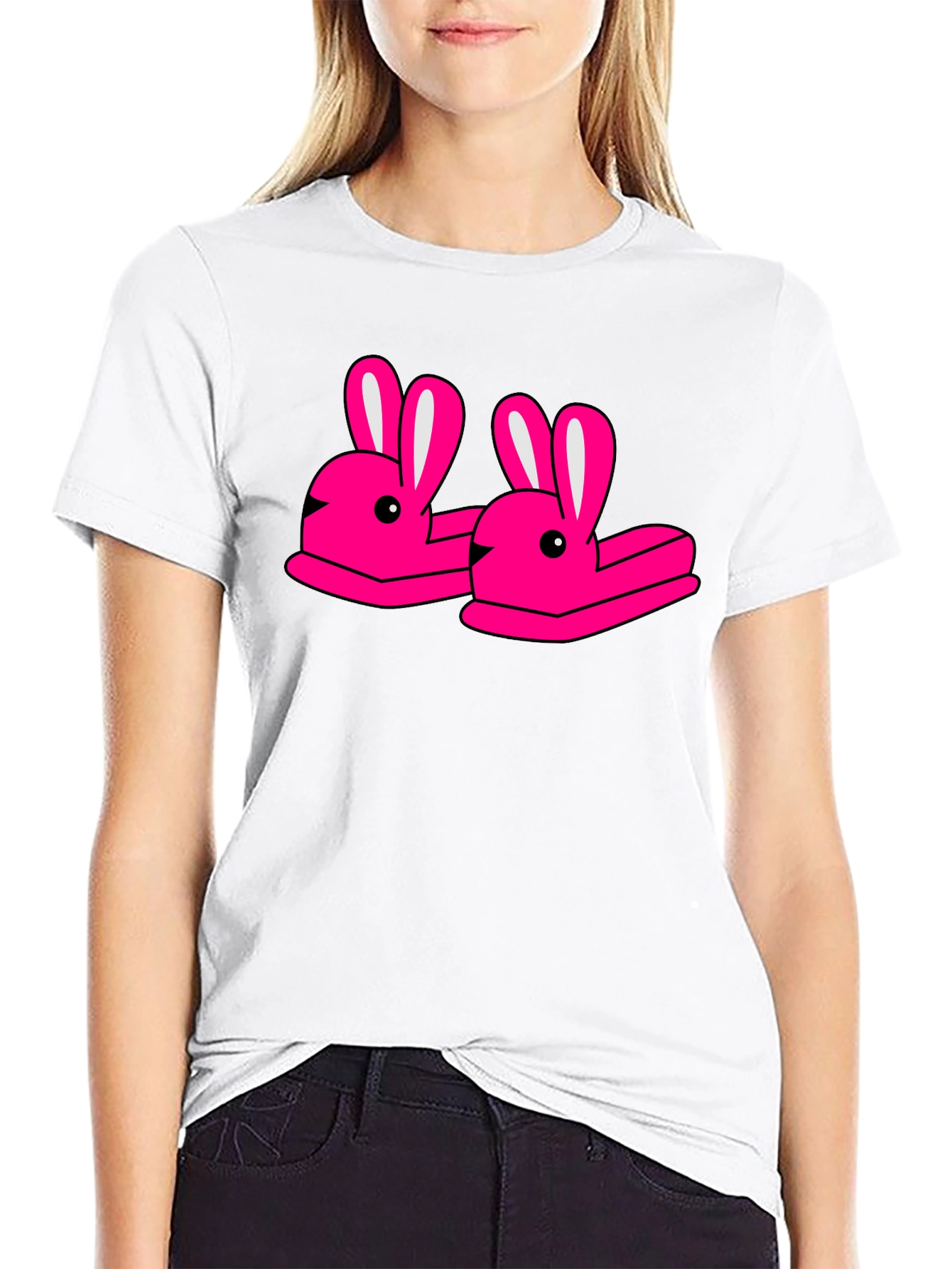 Novelty Bunny Slippers Graphic T-Shirt