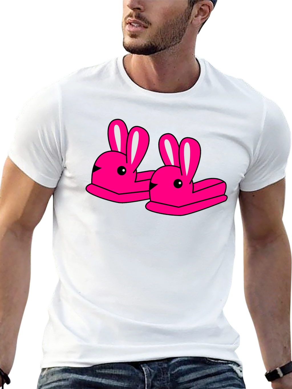 Novelty Bunny Slippers Graphic T-Shirt