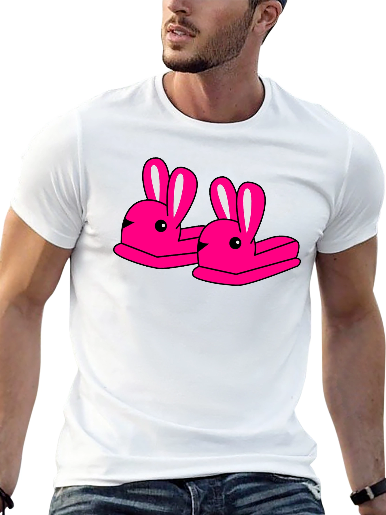 Novelty Bunny Slippers Graphic T-Shirt