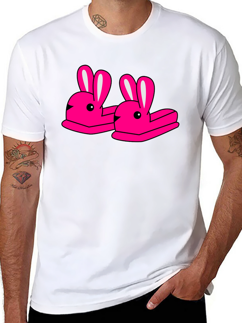 Novelty Bunny Slippers Graphic T-Shirt