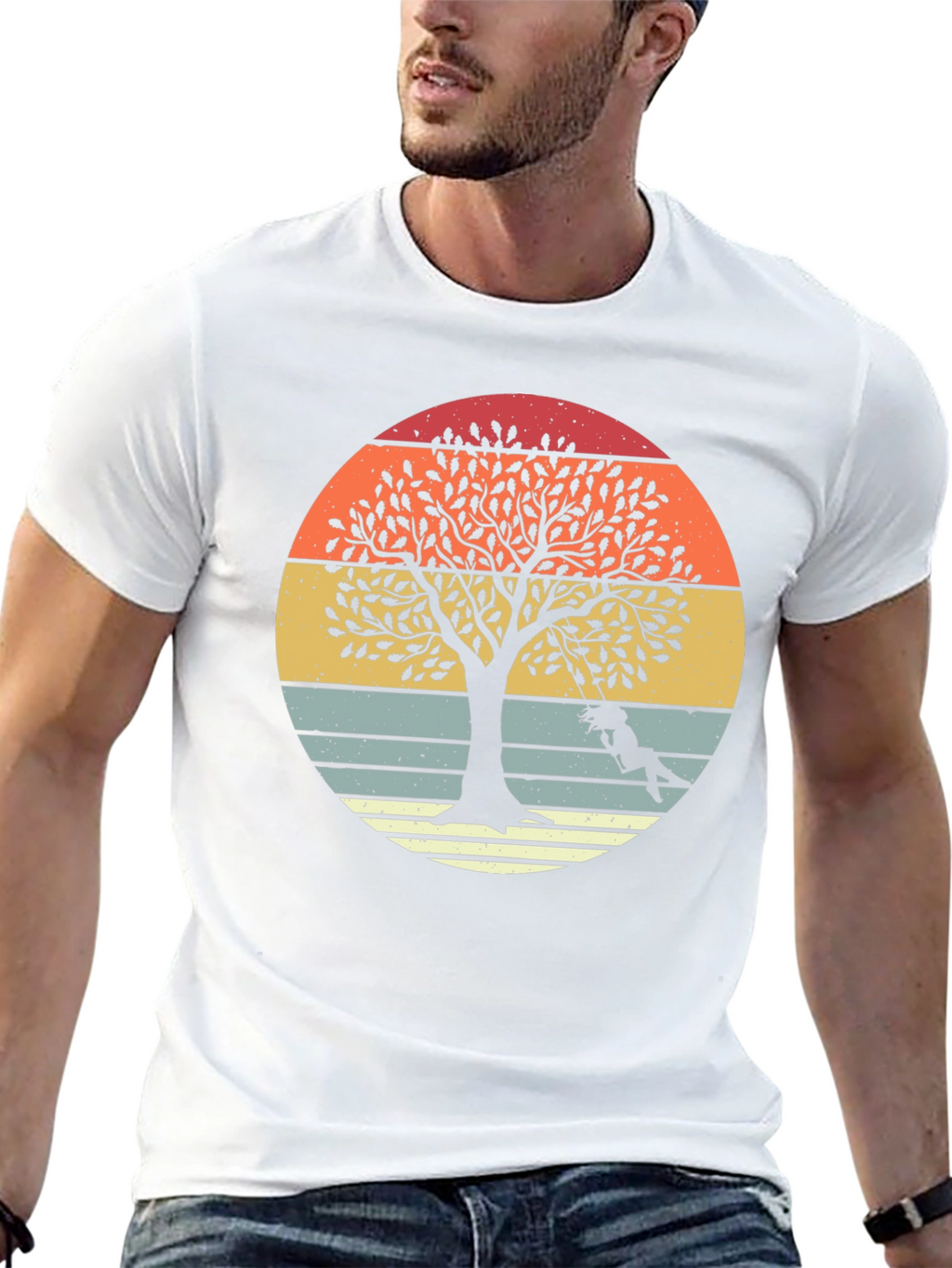 Sunset Tree Swing Graphic Tee - Stylish Comfort