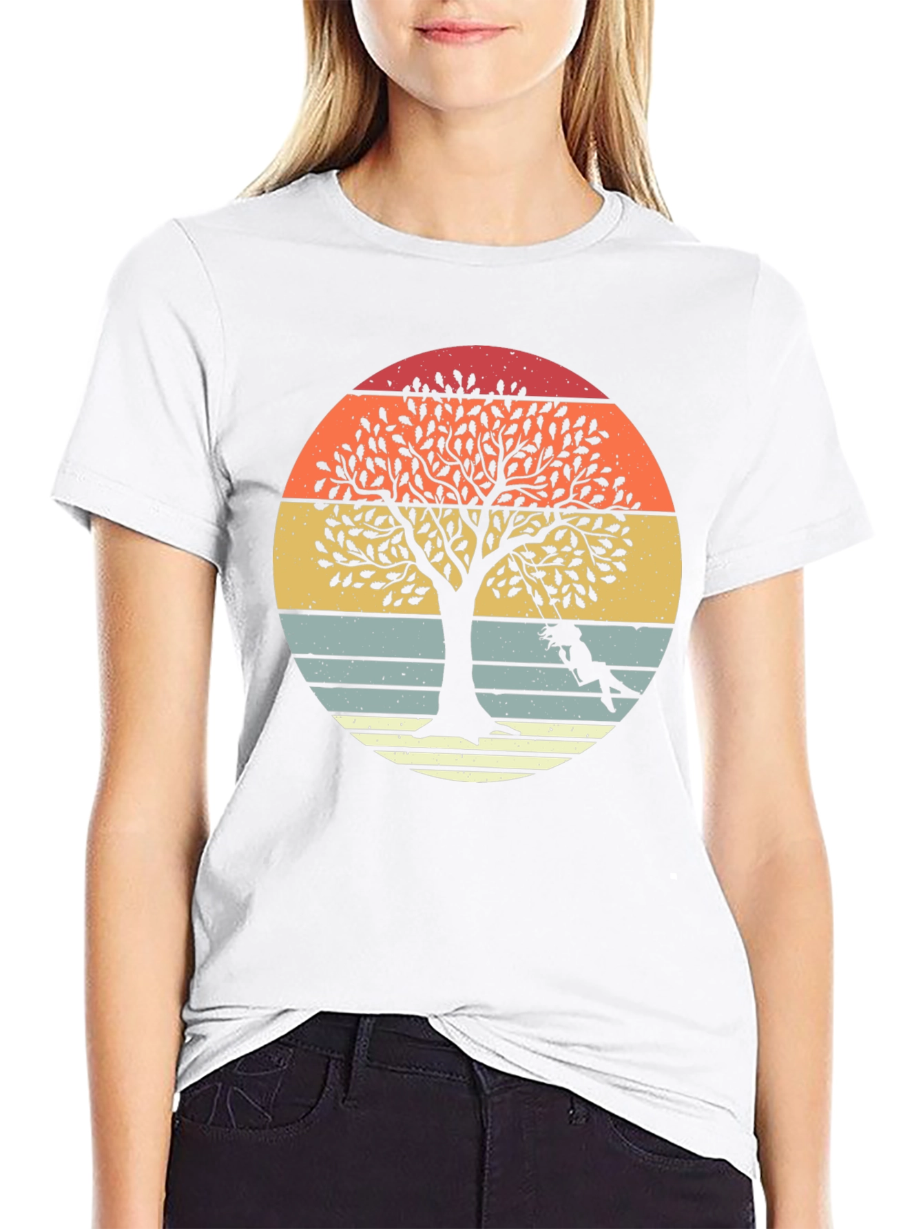 Sunset Tree Swing Graphic Tee - Stylish Comfort