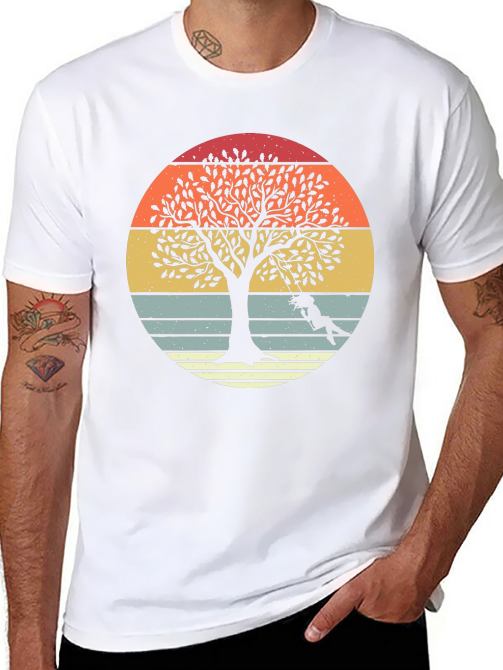 Sunset Tree Swing Graphic Tee - Stylish Comfort