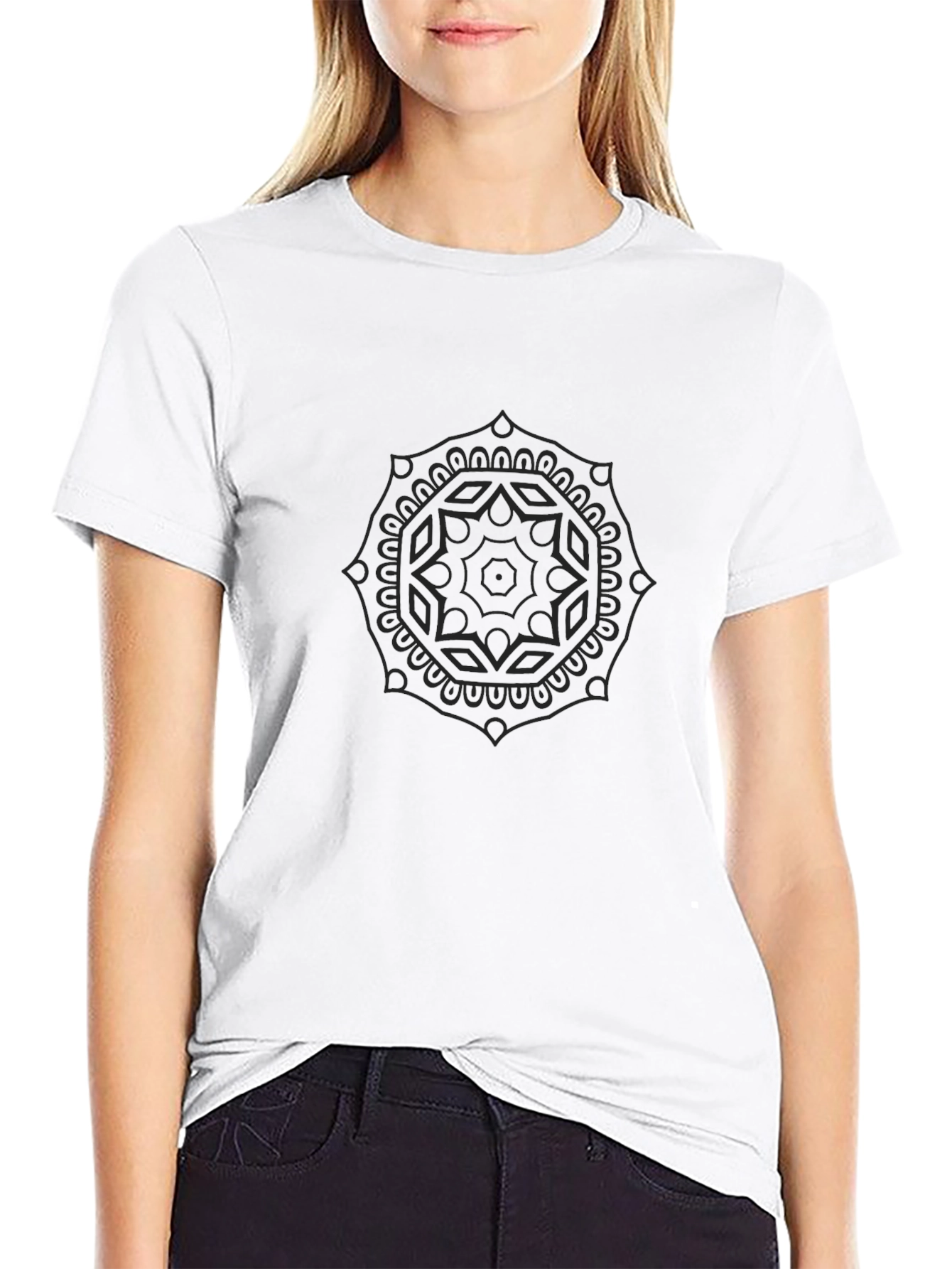 Mens Black Mandala Graphic T-Shirt