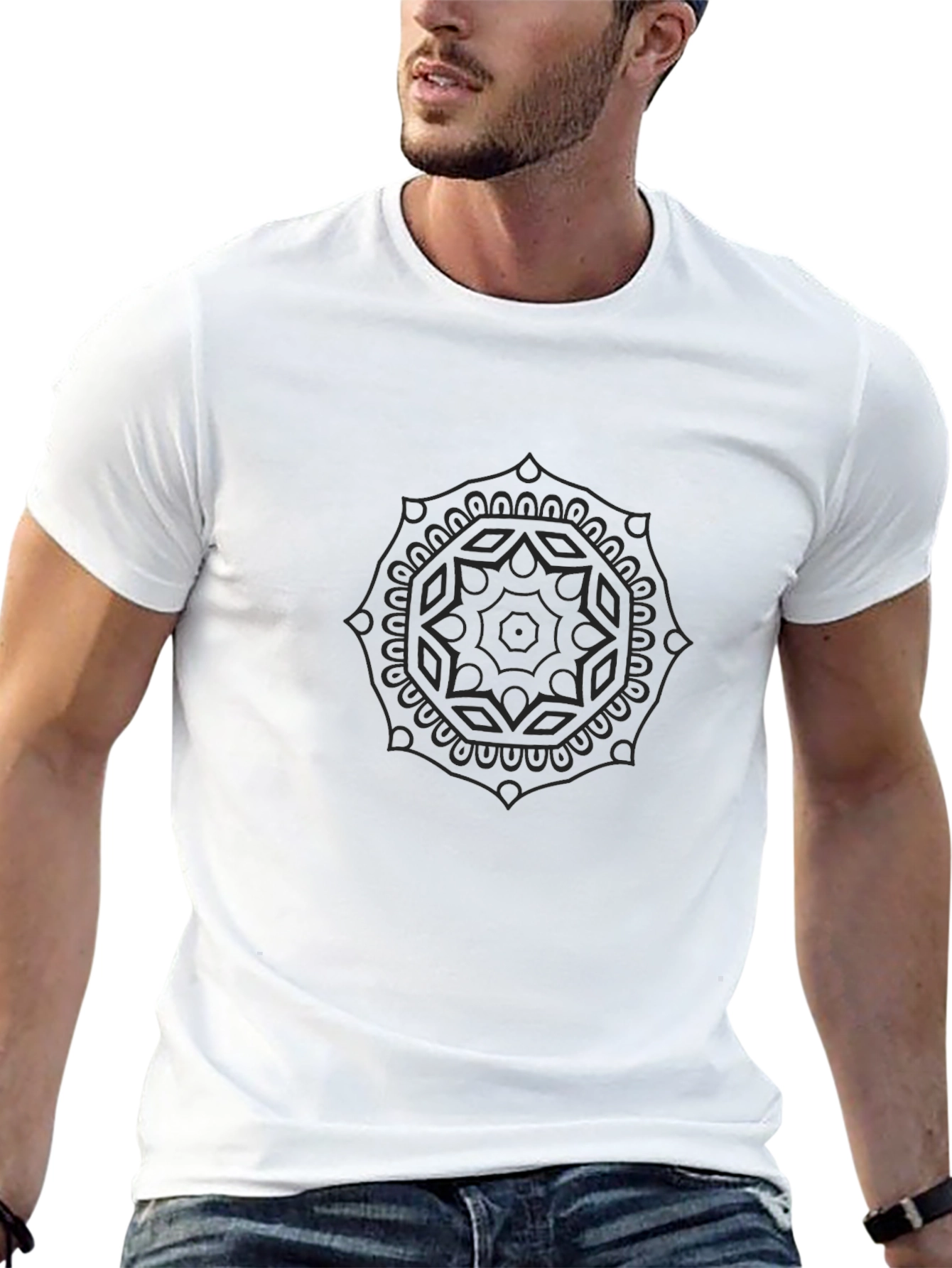 Mens Black Mandala Graphic T-Shirt
