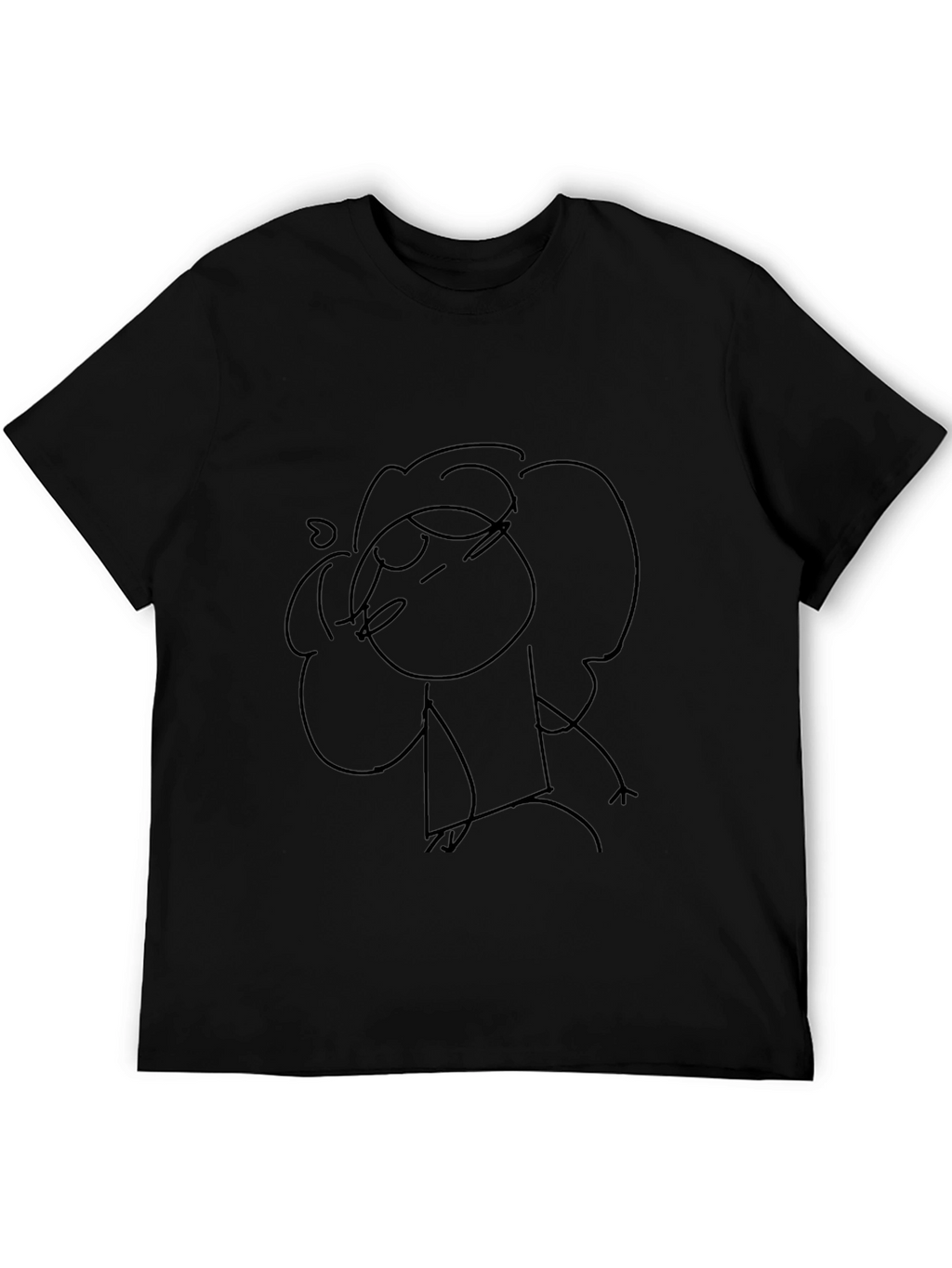 Sketchy Character Graphic Tee - Black Cotton Blend